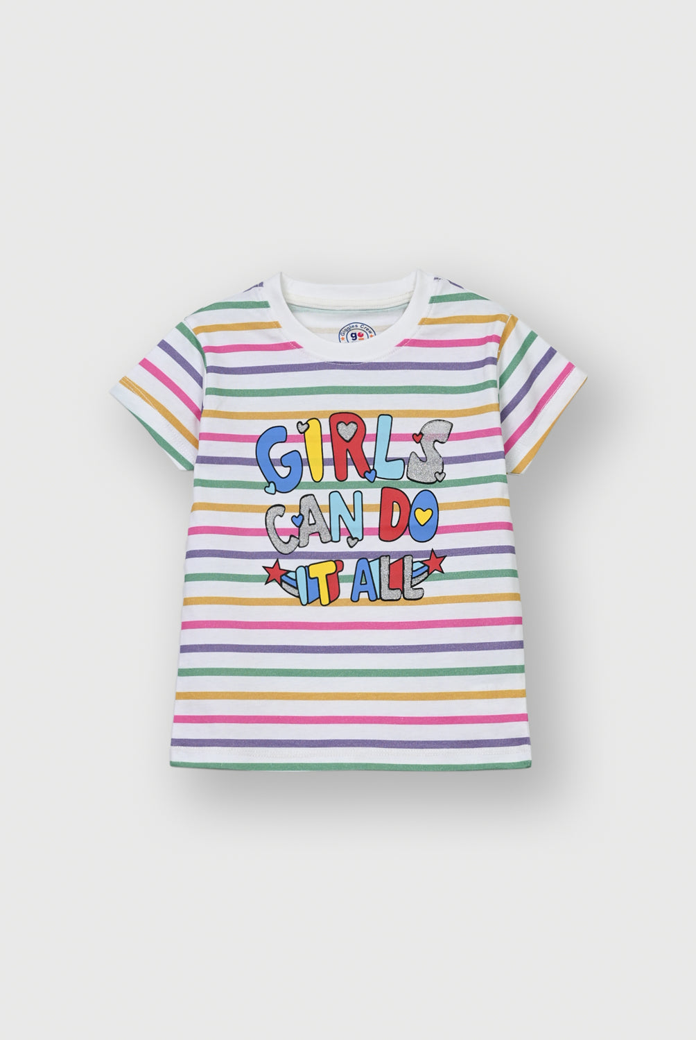 Girls Multi-Color Striped T-Shirt | Giggles Crew Kids Clothing Pakistan |