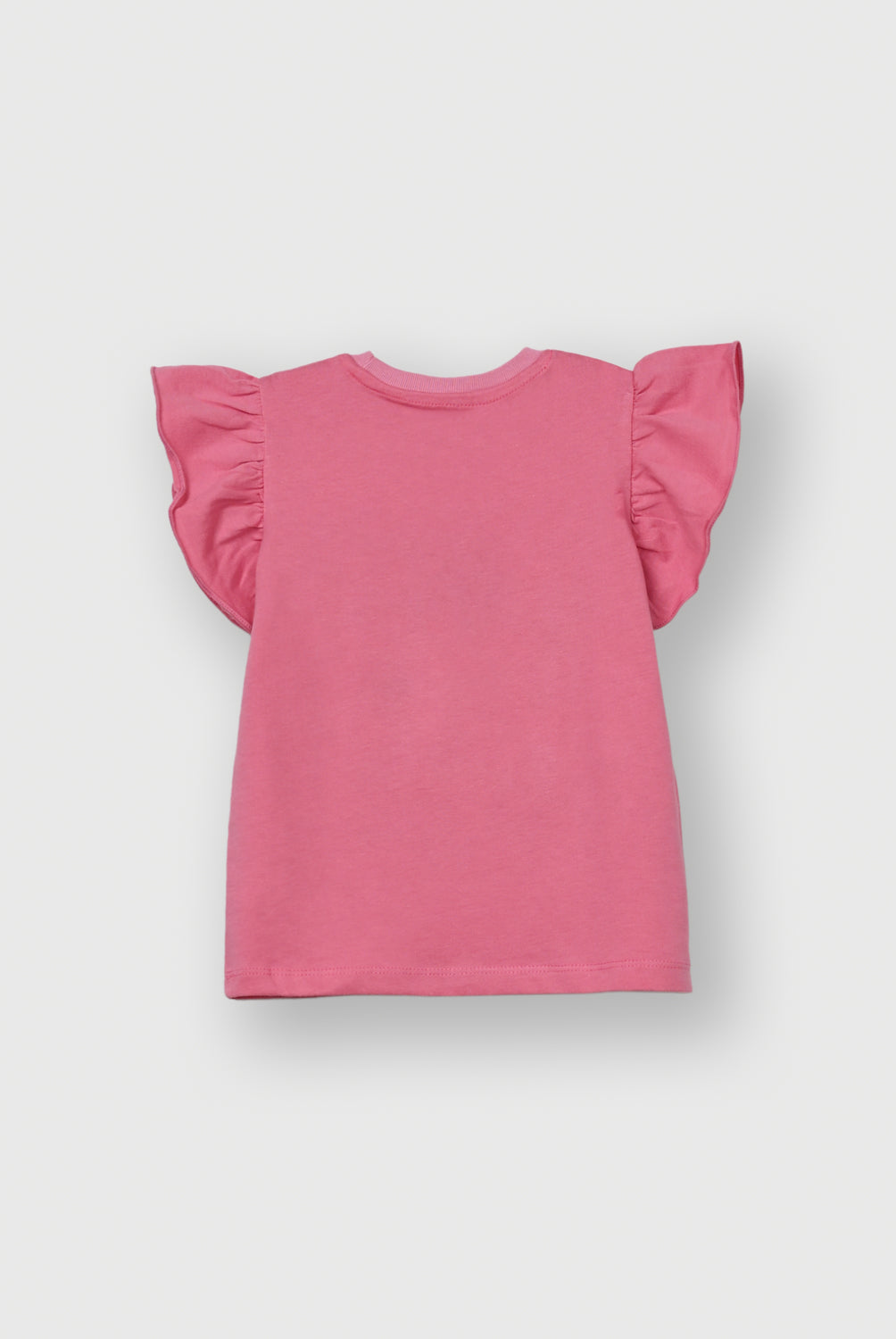 Girls Dark Pink Flutter Sleeve T-Shirt