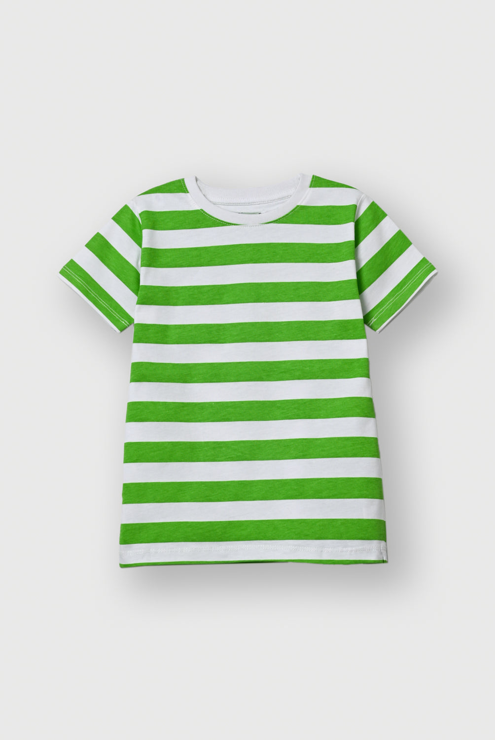 Boys Green and White Thick Stripes T-shirt | Giggles Crew Kids Clothing Pakistan |