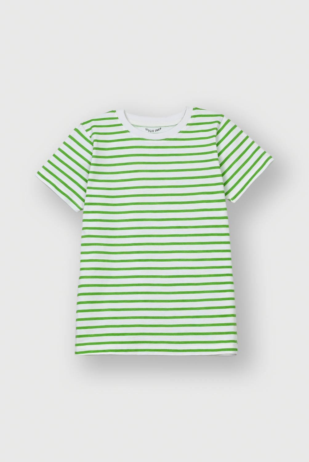 Boys Green and White Thin Stripes T-shirt | Giggles Crew Kids Clothing Pakistan |
