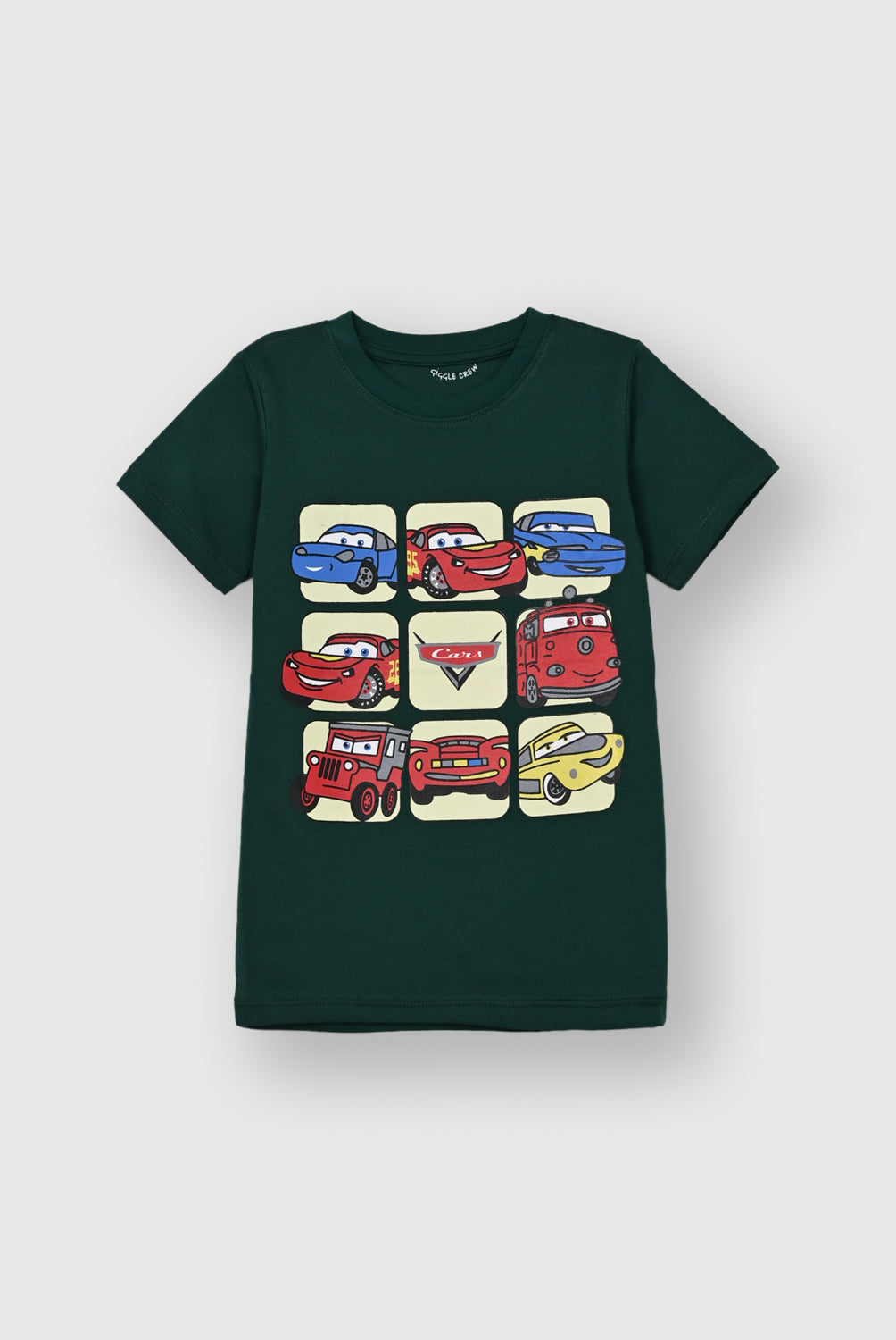 Boys Dark Green Disney Pixar Cars T-Shirt | Giggles Crew Kids Clothing Pakistan |