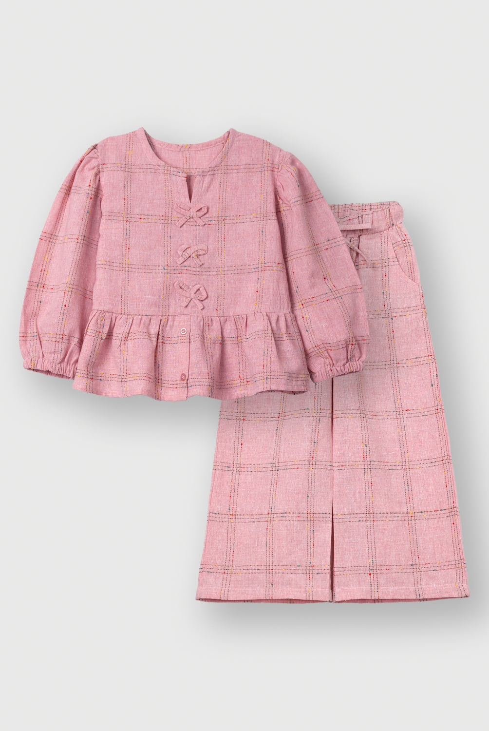 Blush Check Peplum Co-Ord Set
