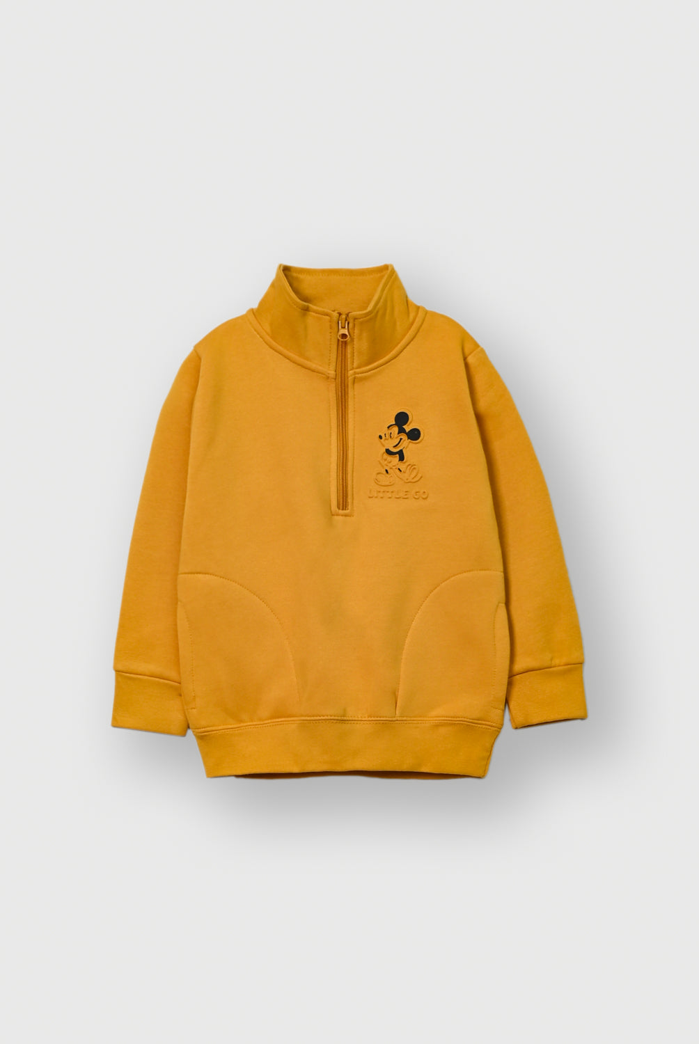 Boys Mustard Zip Neck Fleece Sweatshirt