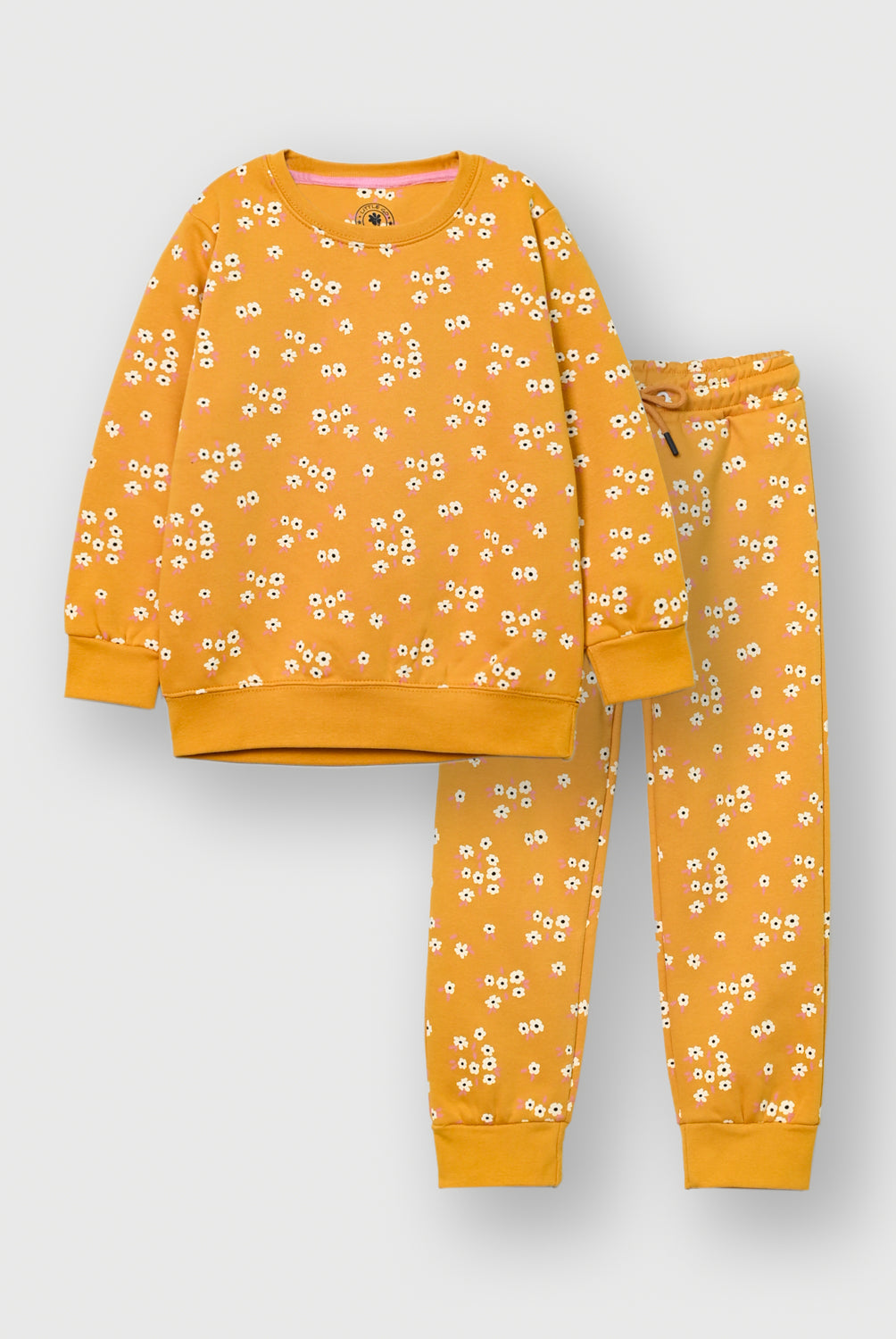 Girls Mustard Floral Fleece suit