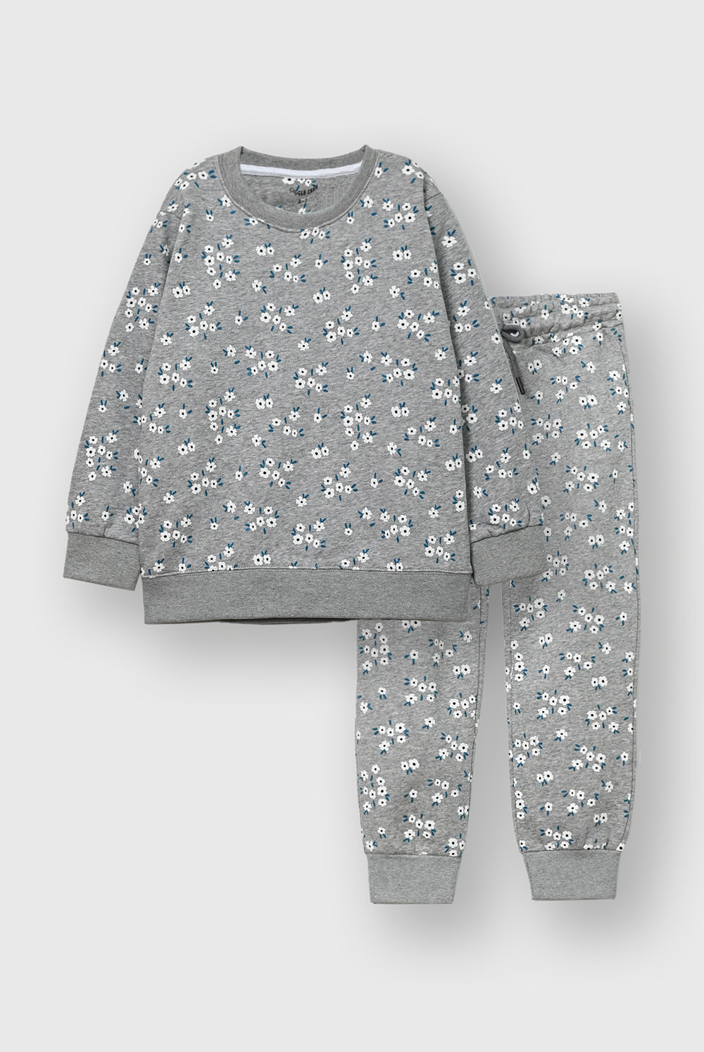 Girls Floral Grey Fleece suit