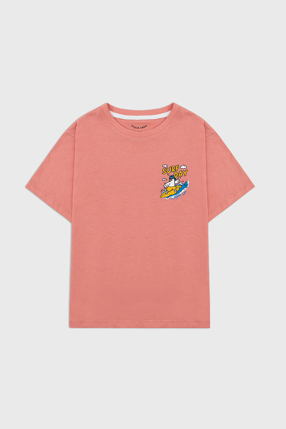 "Surf Day" Coral Pink T-Shirt | Giggles Crew Kids Clothing Pakistan |