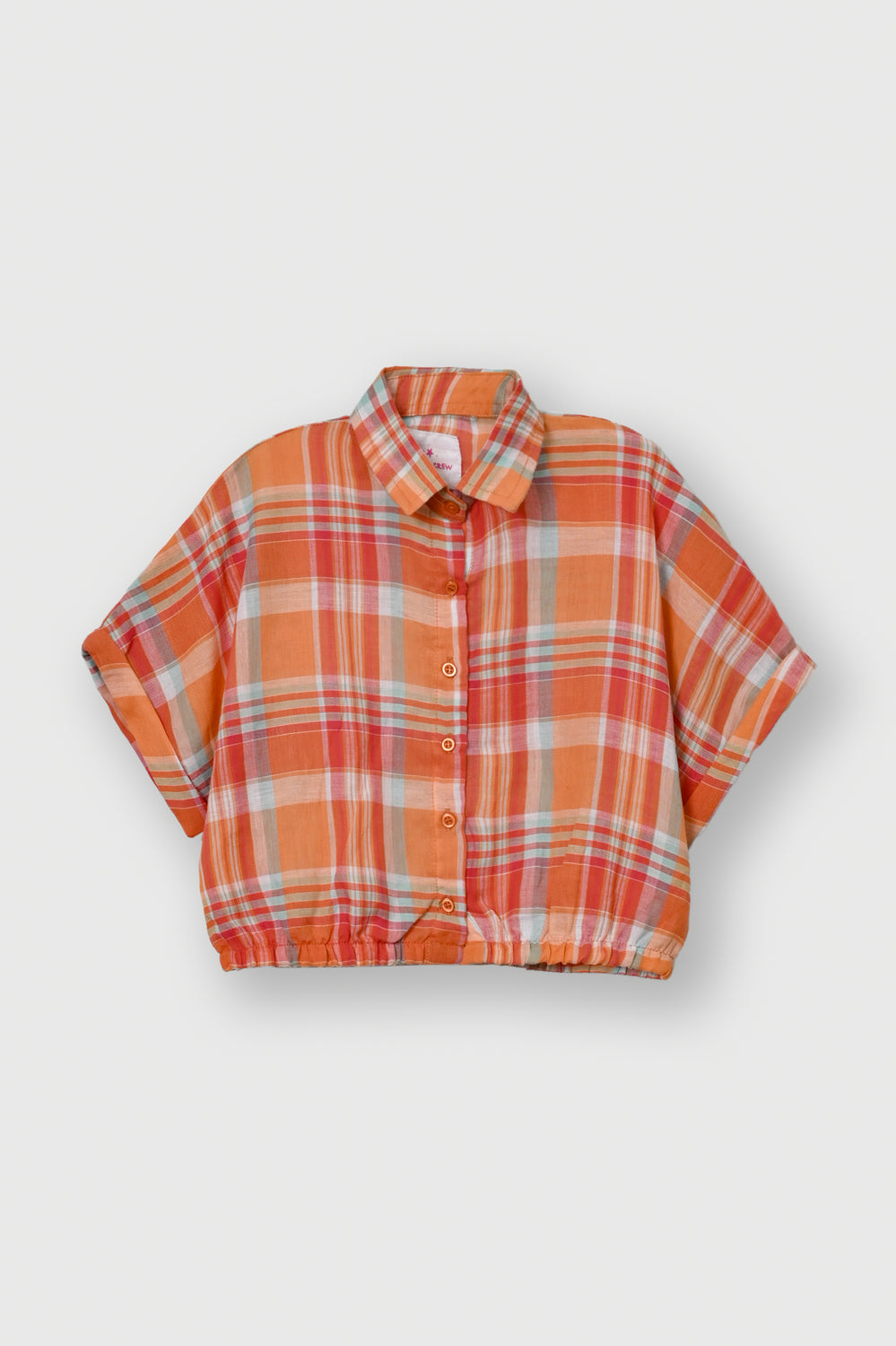 Sunset Plaid Crop Shirt | Giggles Crew Kids Clothing Pakistan |