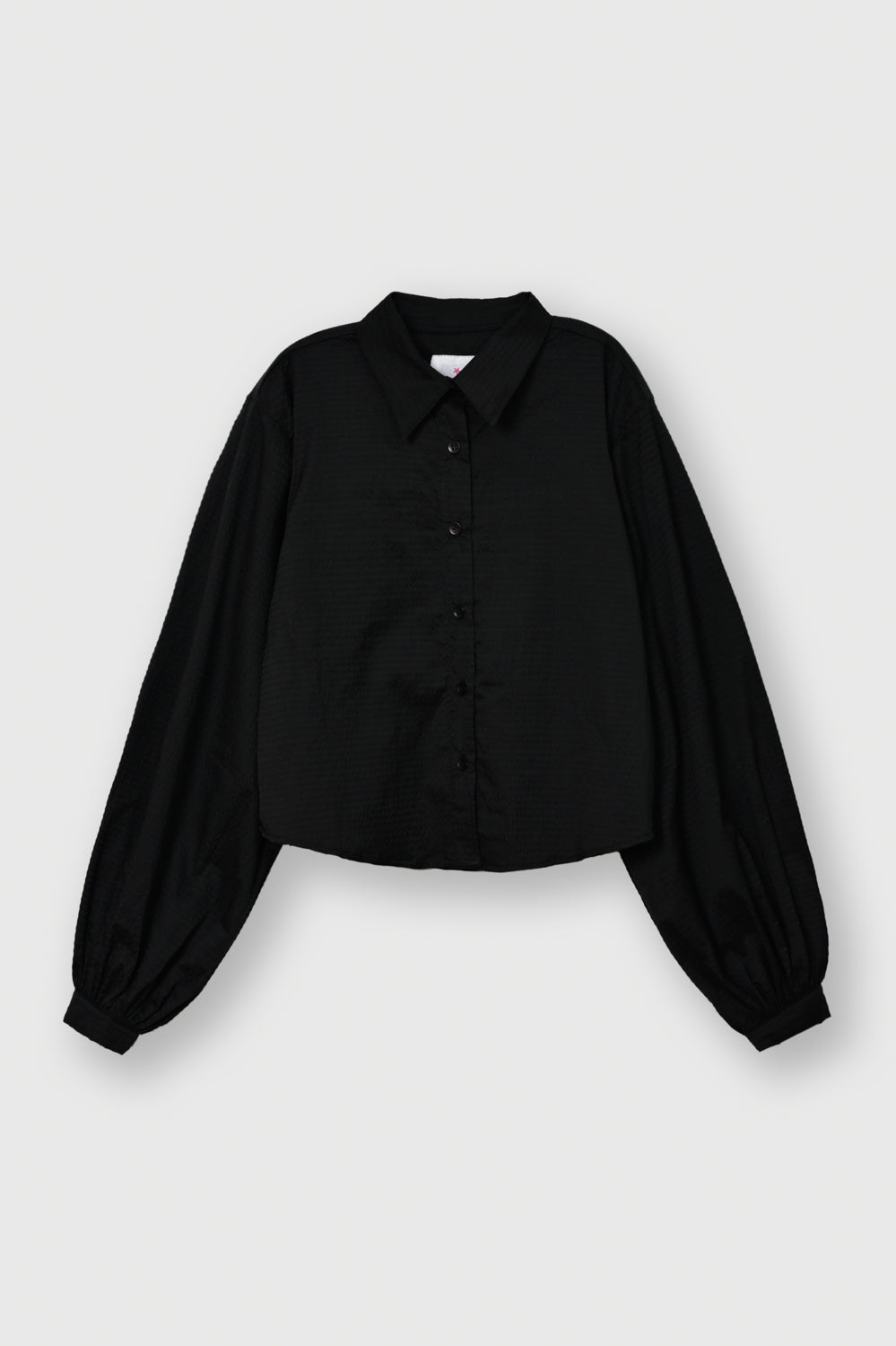 Midnight Puff-Sleeve Crop Shirt