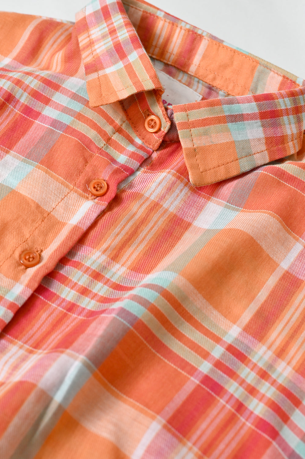 Sunset Plaid Crop Shirt | Giggles Crew Kids Clothing Pakistan |