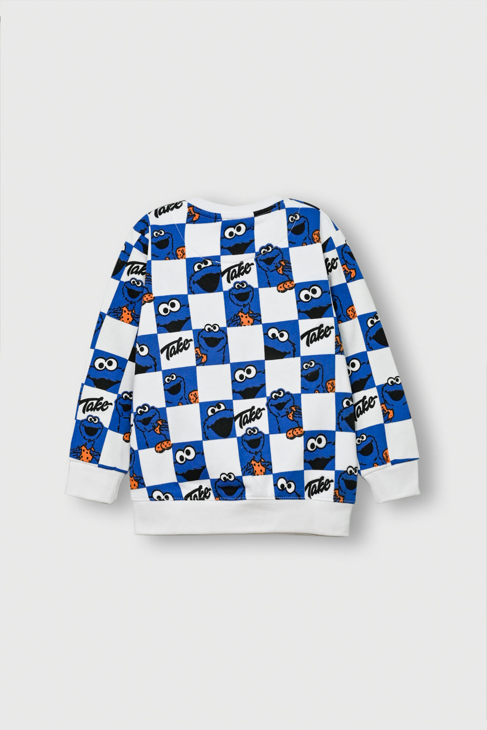 Blue and White Checkered Fleece Sweatshirt