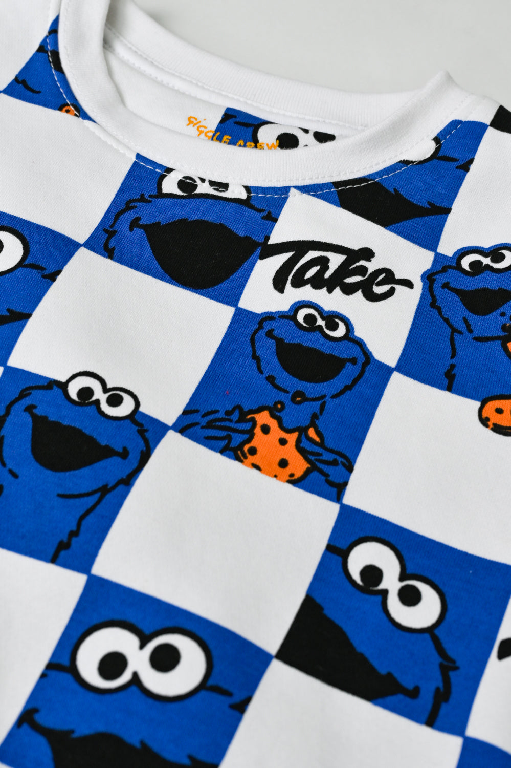 Blue and White Checkered Fleece Sweatshirt