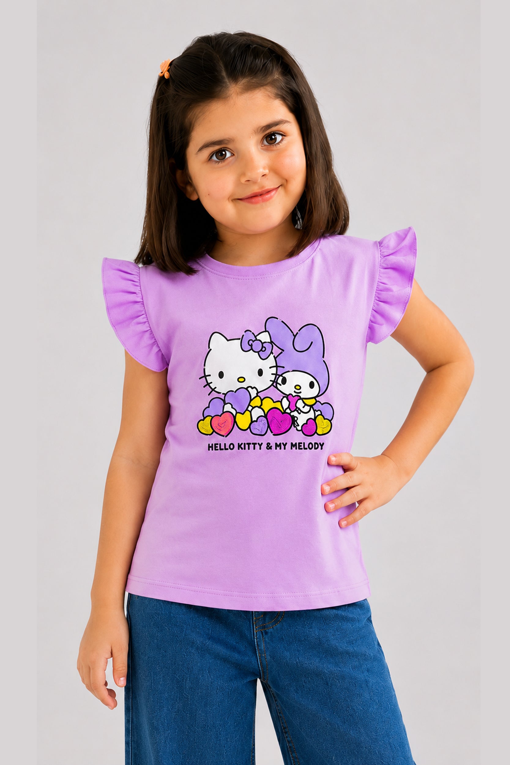 Girls Hello Kity Sleeve T-Shirt | Giggles Crew Kids Clothing Pakistan |