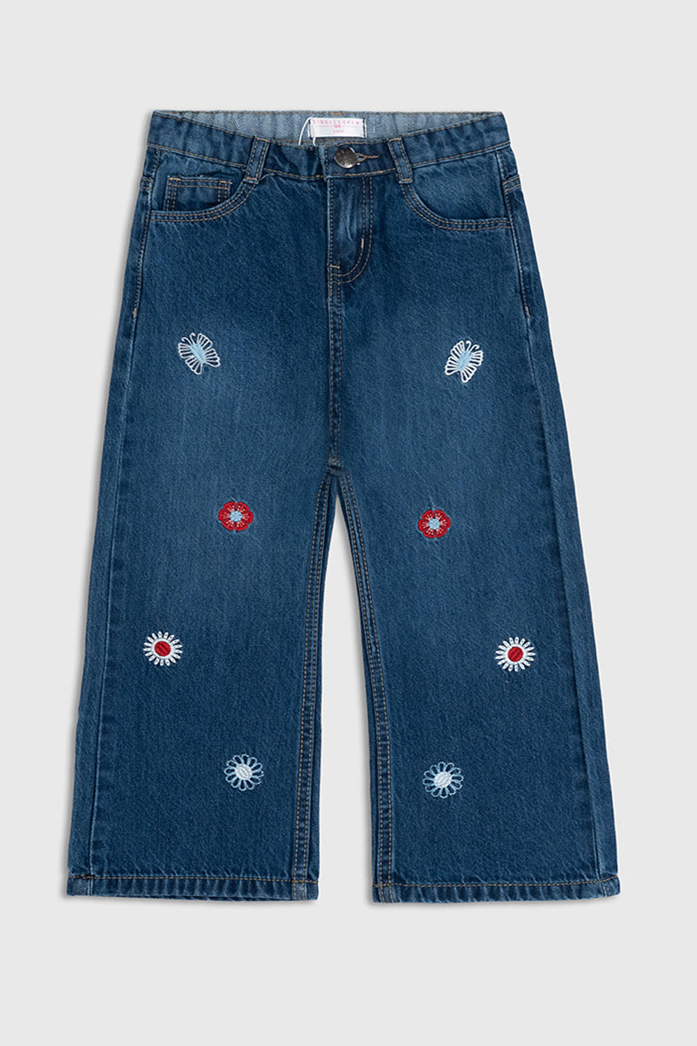 Dark wash wide-leg jeans