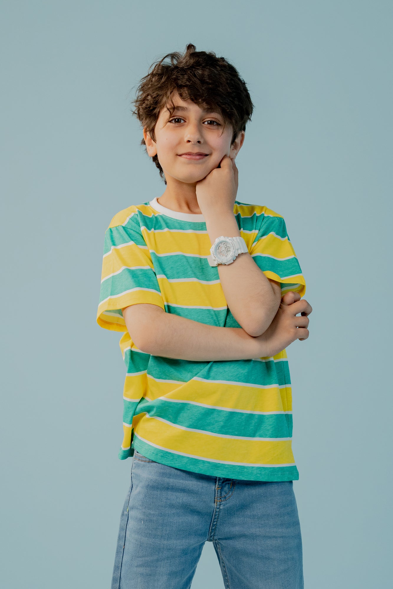 Yellow and Green Striped T-shirt