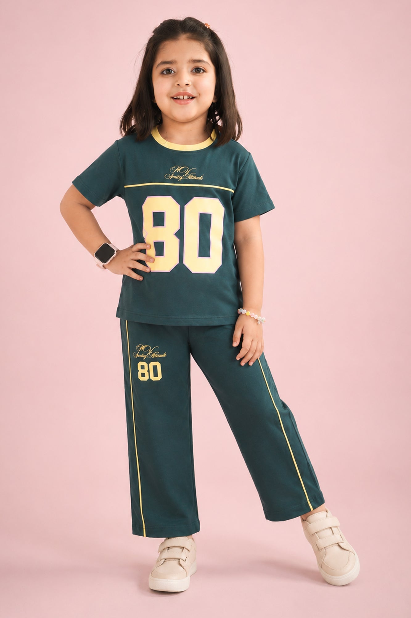 Girls Teal Sporty Co-ord Set | Giggles Crew Kids Clothing Pakistan |