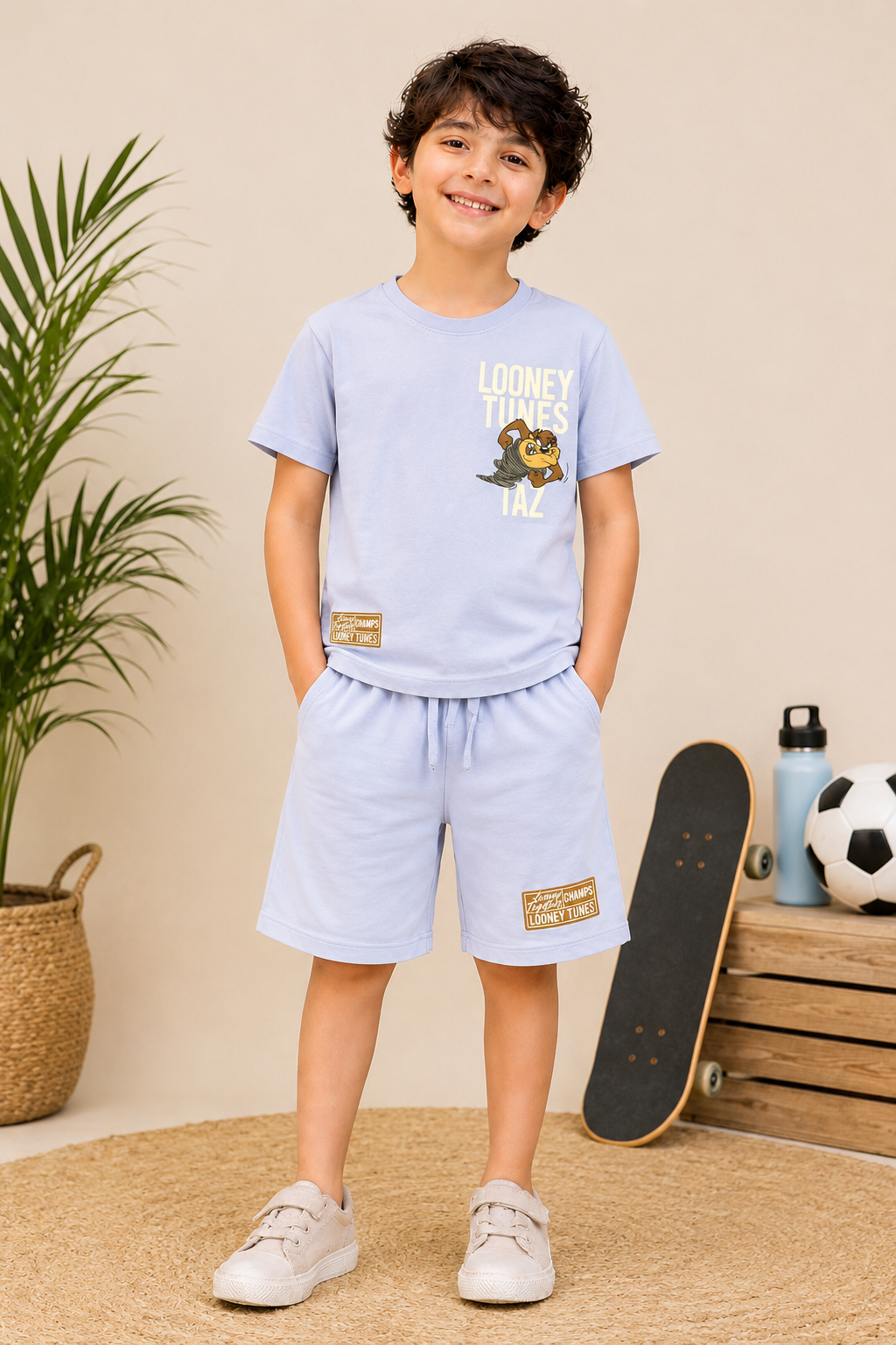 Boys Lilac Champs Co-ord Set | Giggles Crew Kids Clothing Pakistan |