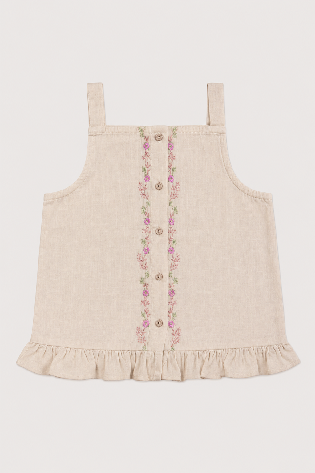Peach Embroidered Strappy Top