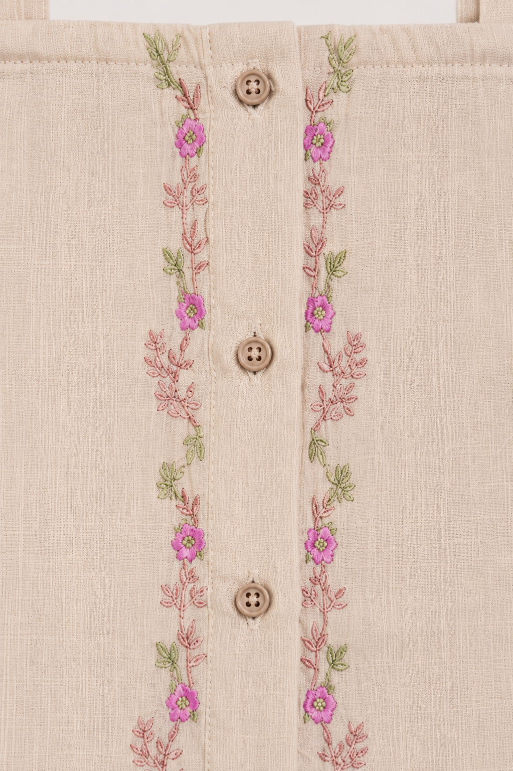 Peach Embroidered Strappy Top