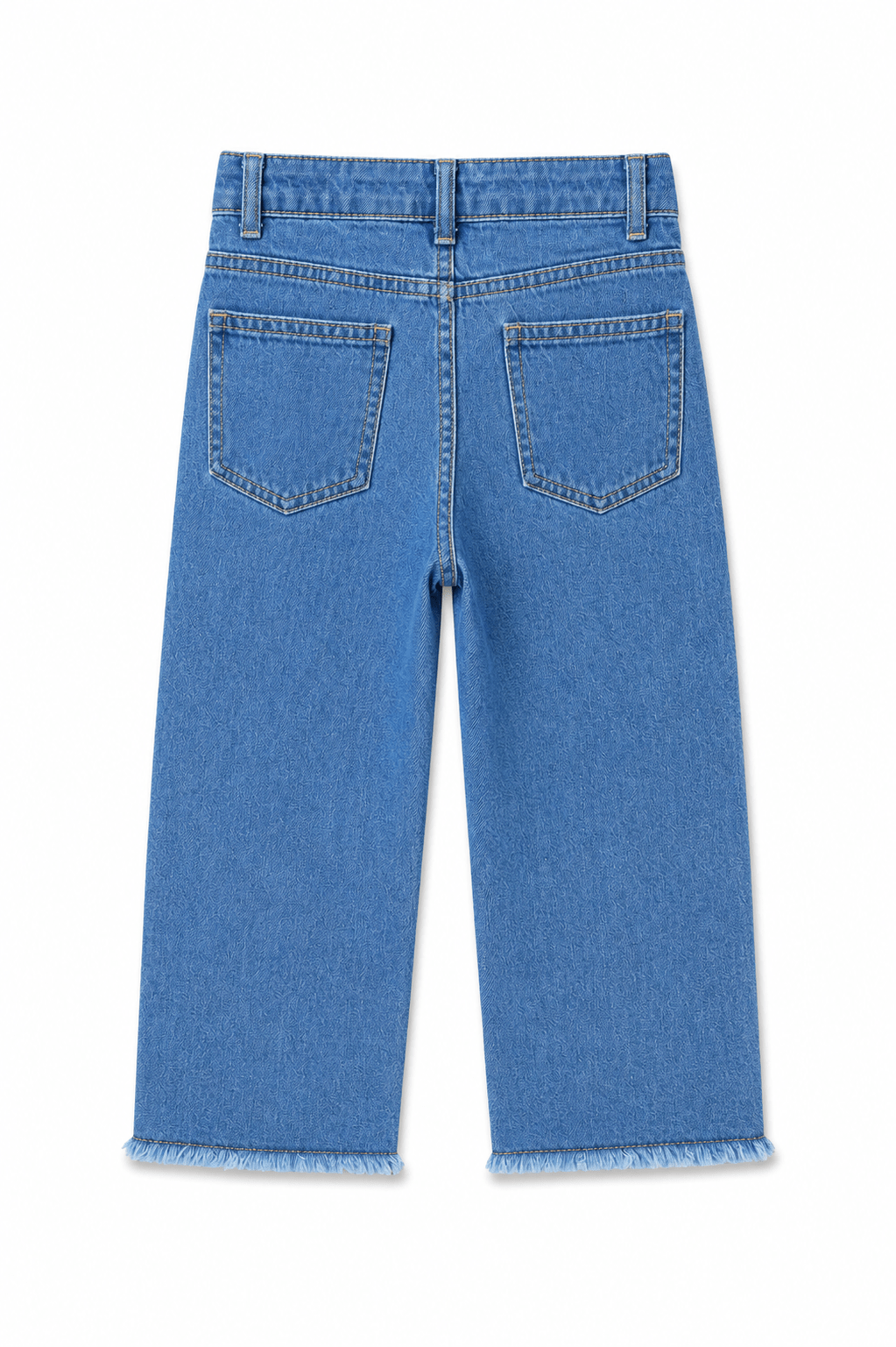 Girls Floral Embroidered Wide-Leg Denim Pants - Giggles Crew
