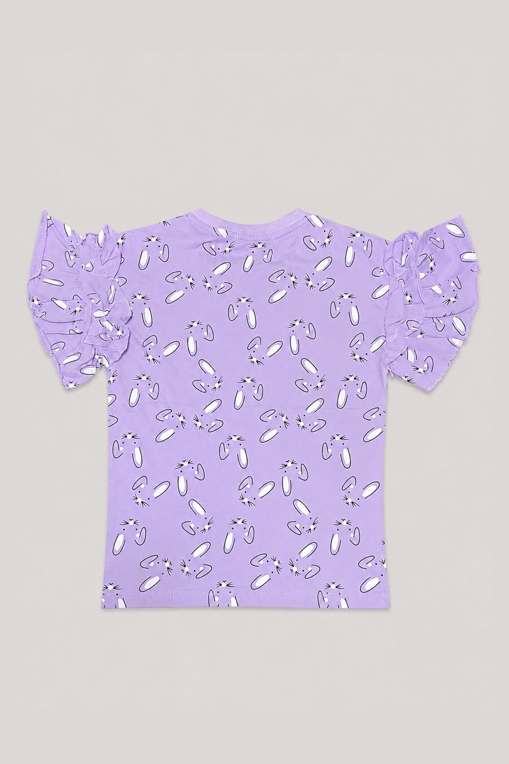 Girls Lavender Bunny Flutter Sleeve Tee - Giggles Crew