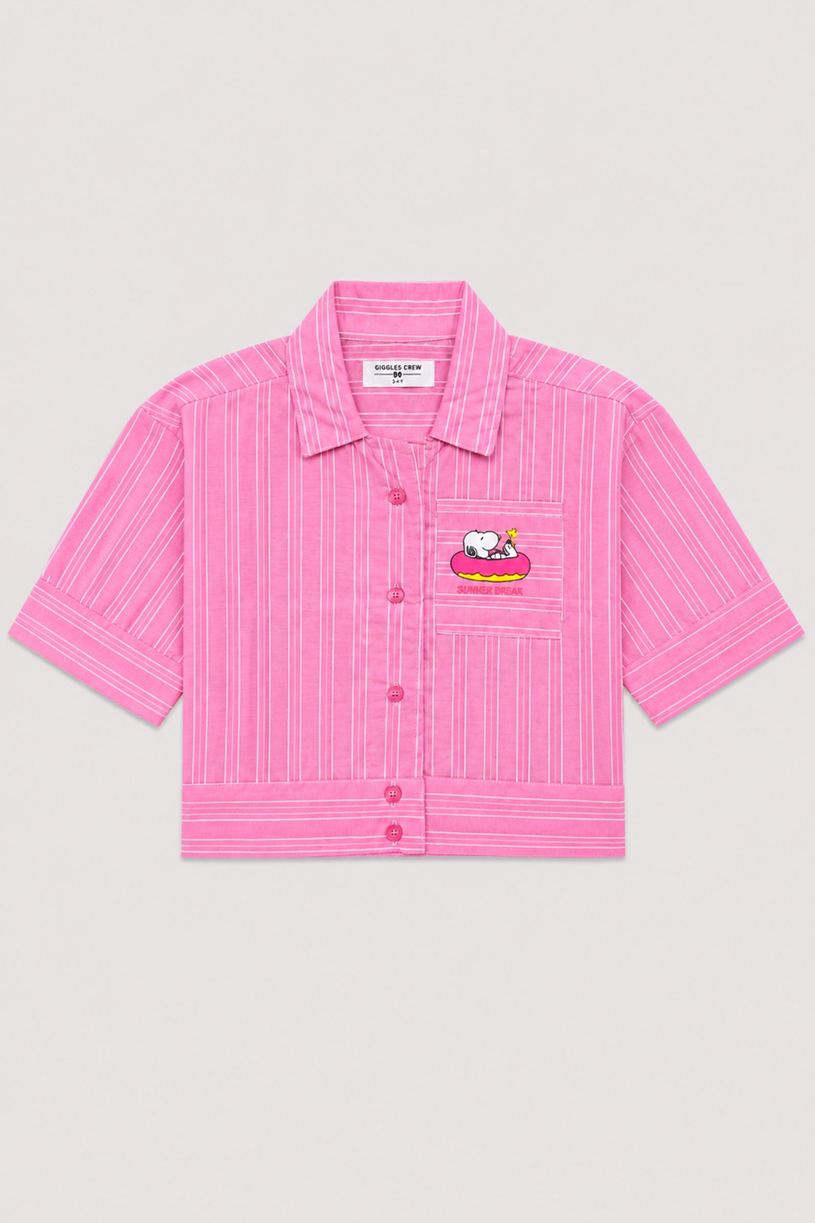 Girls Snoopy Summer Break Striped Shirt - Giggles Crew