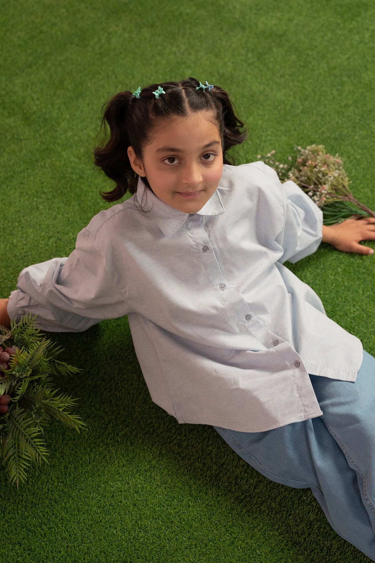 Girls Snow Pearl Puff Sleeve Shirt - Giggles Crew