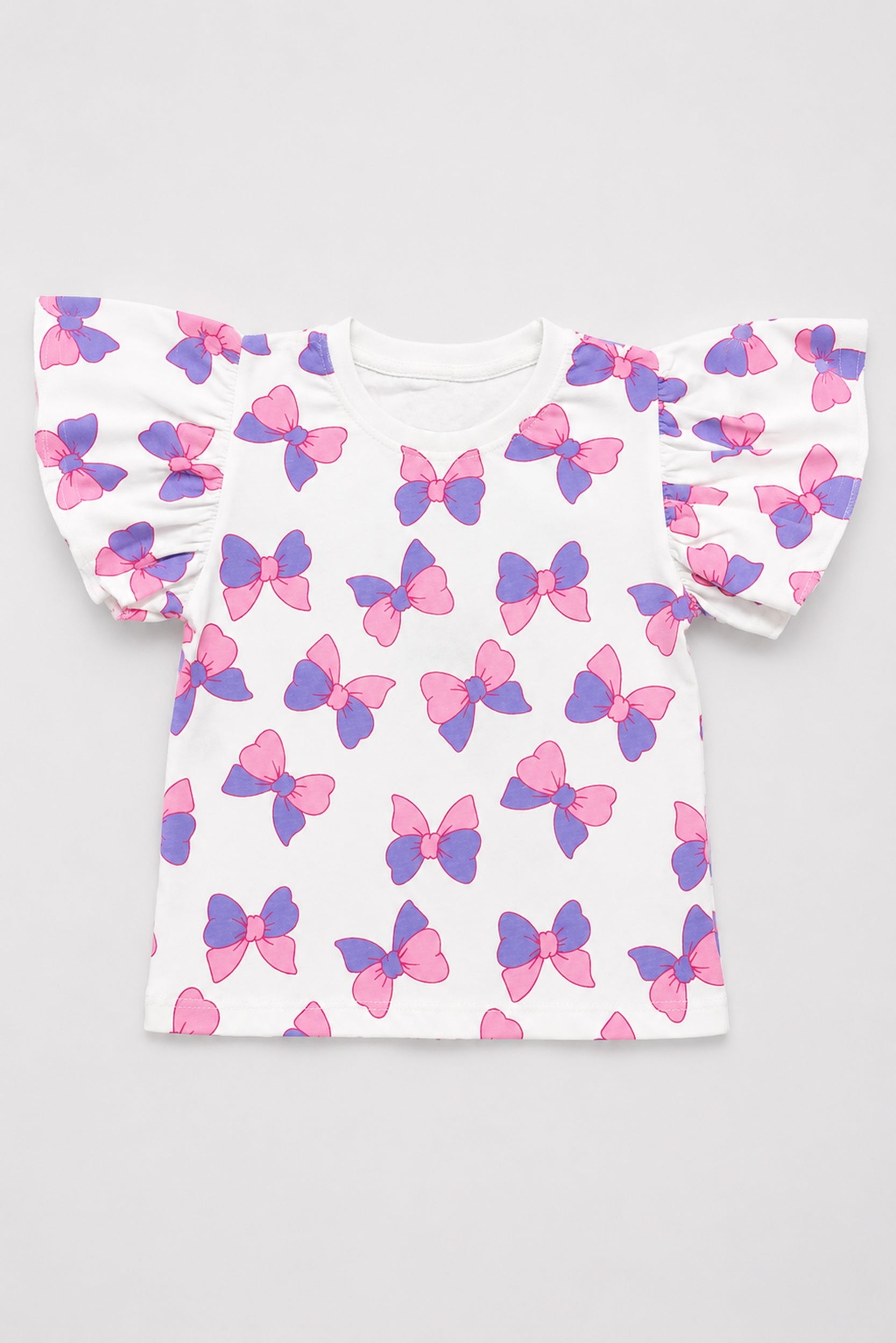 Snowy Butterfly Flutter Sleeve Girls Top - Giggles Crew