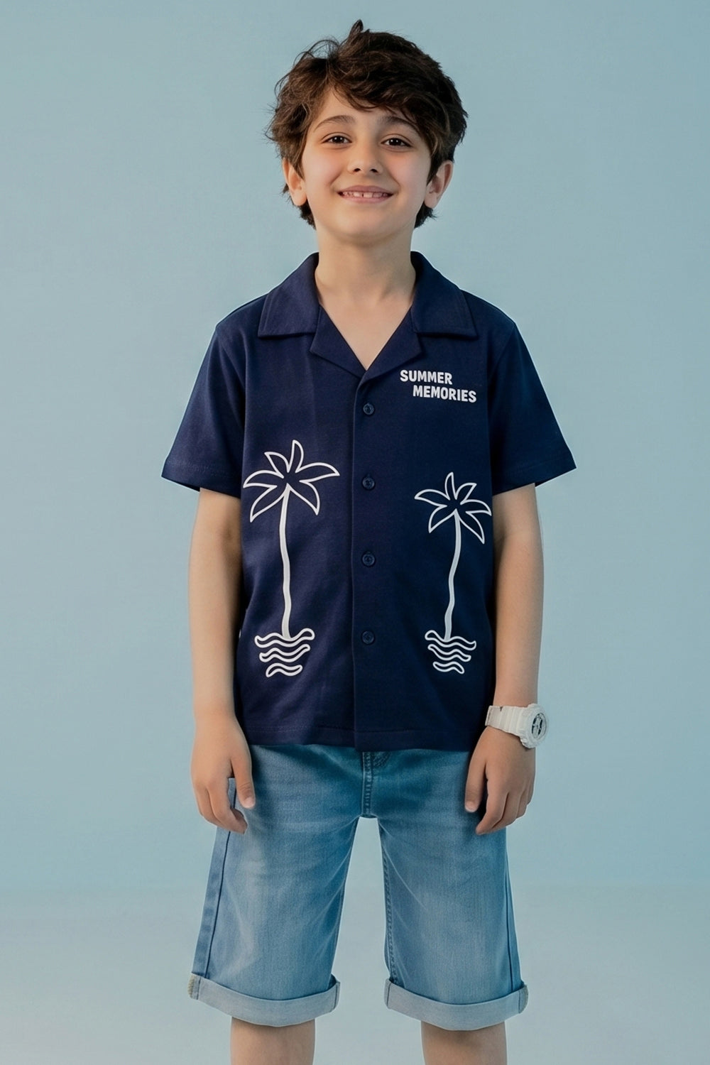 Boys dark blue Button down polo | Giggles Crew Kids Clothing Pakistan |