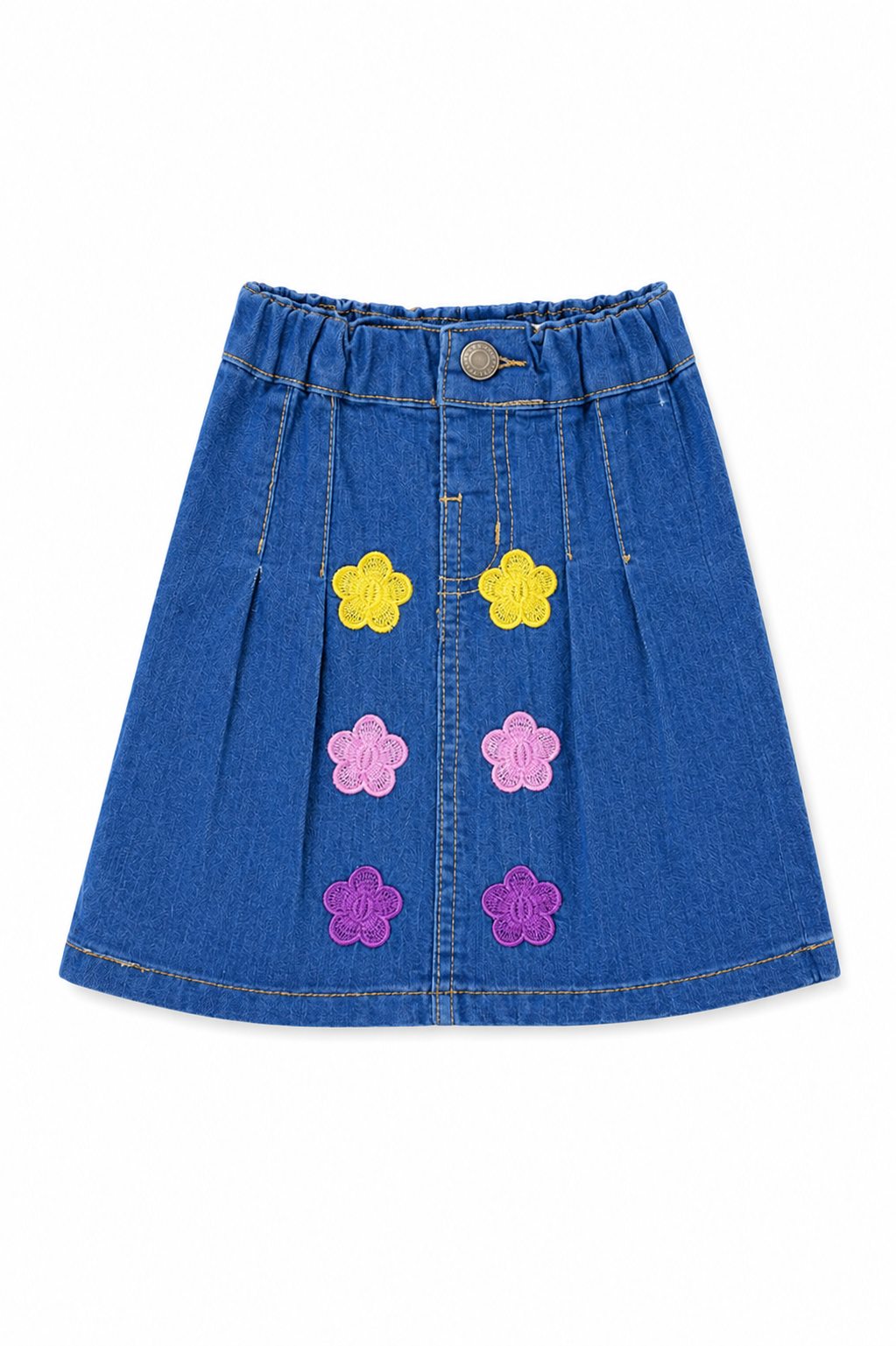 Girls Floral Charm Denim Skirt
