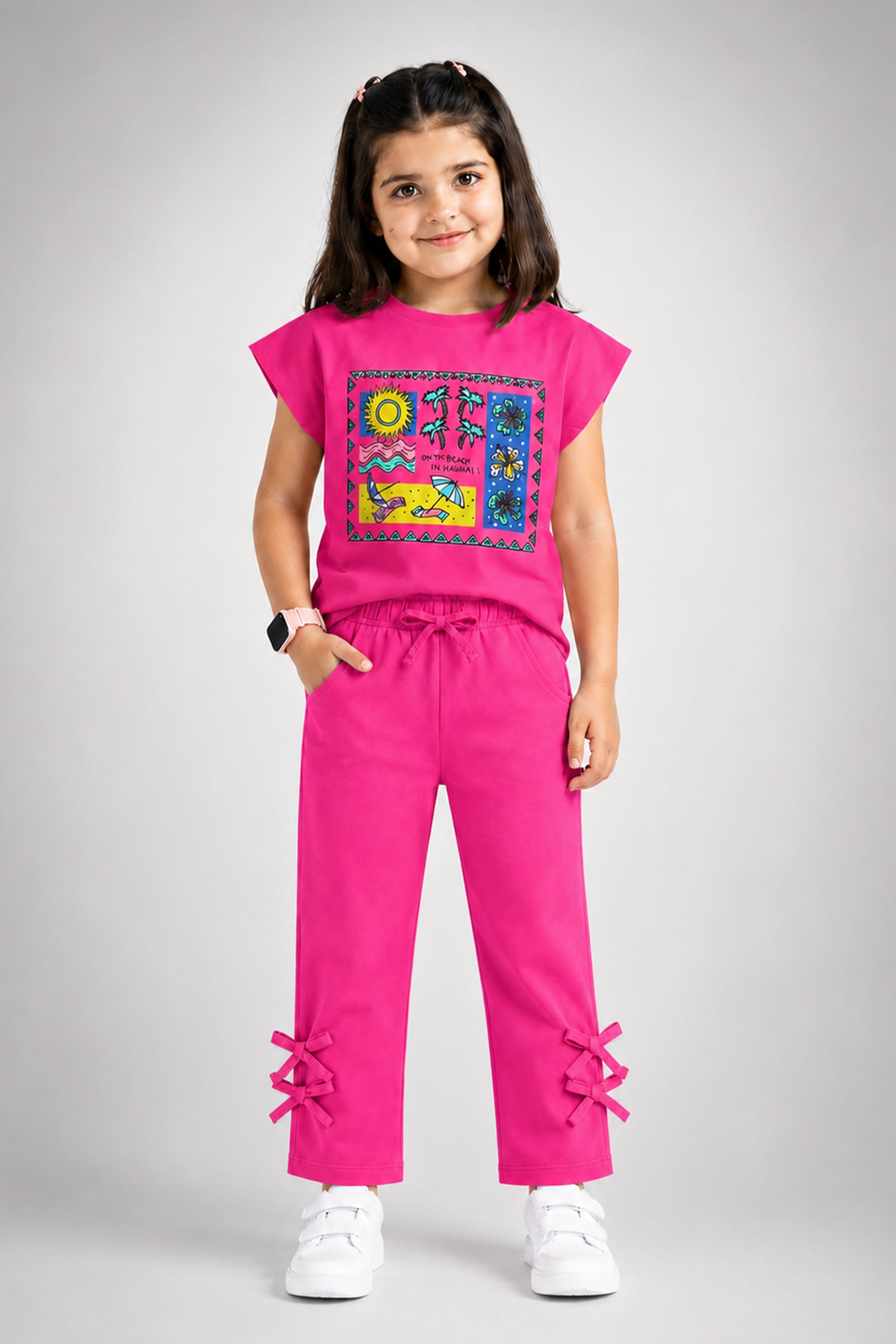 Girls Tropical Hawaii pink Co-ord Set
