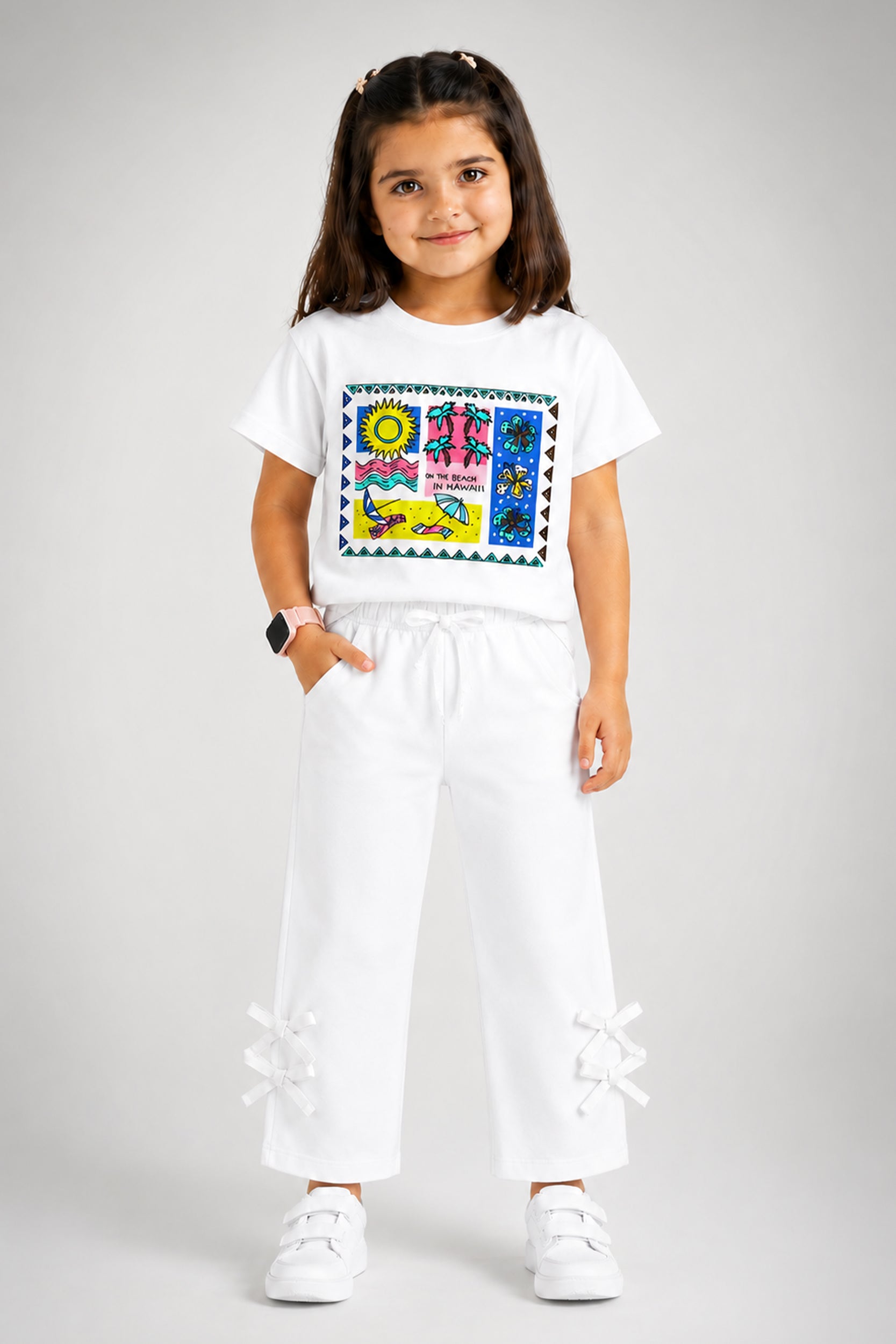 Girls Tropical Hawaii white Co-ord Set