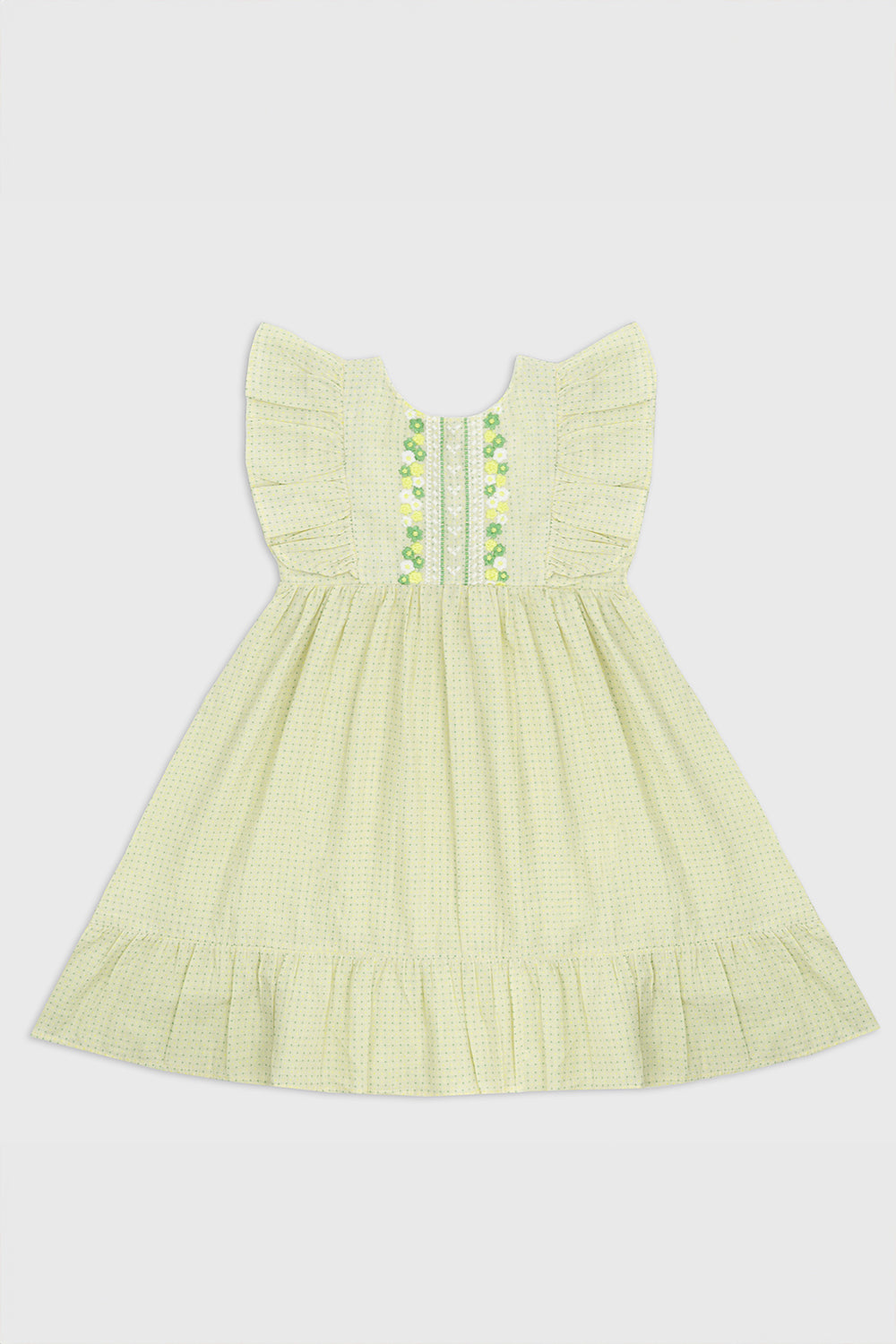 Bright Yellow Textured Floral Dress