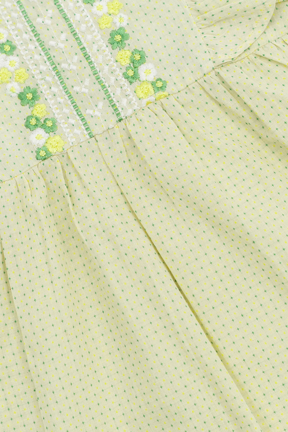 Bright Yellow Textured Floral Dress