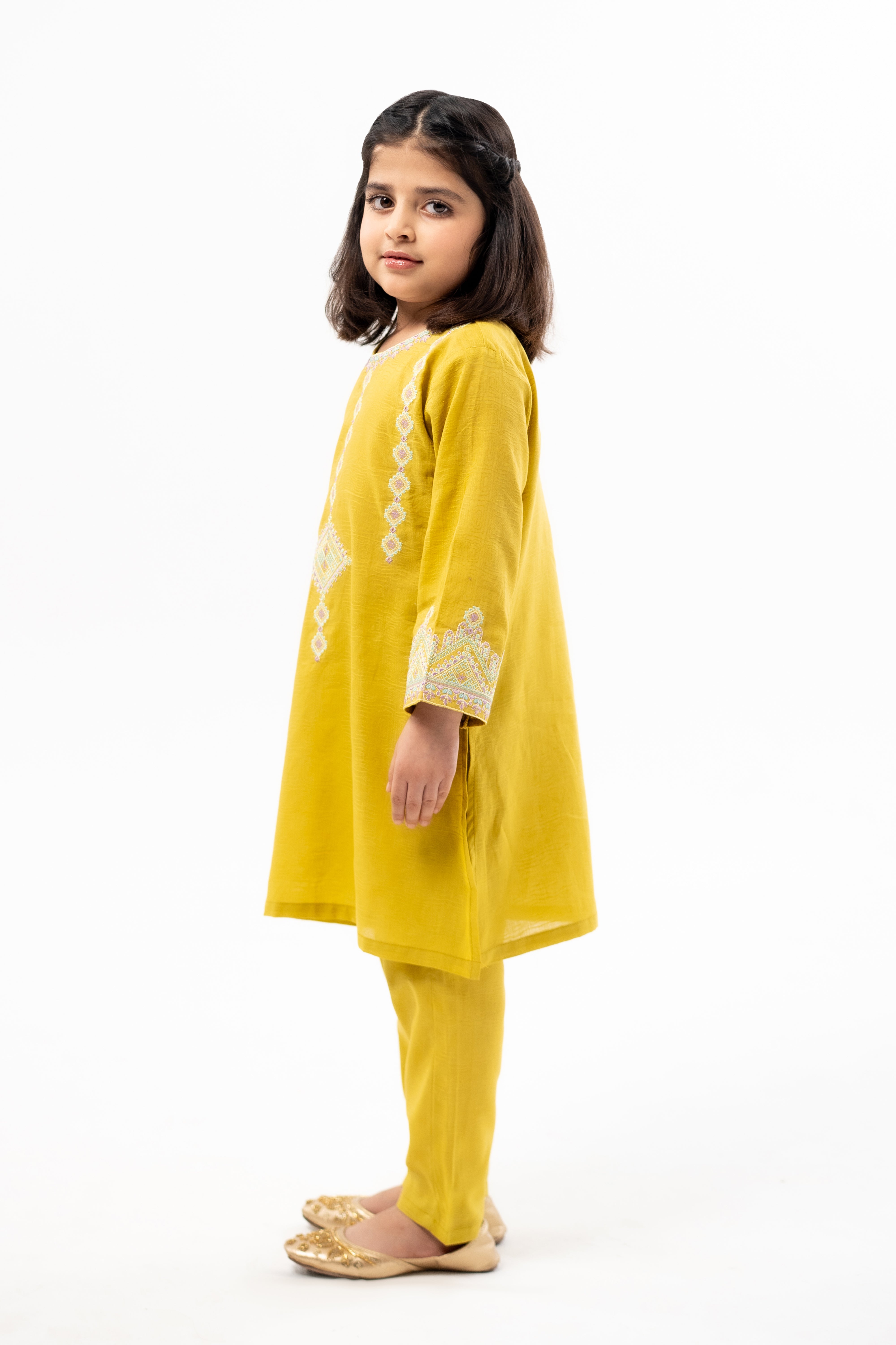 Mustard Embroidered Kurta Set
