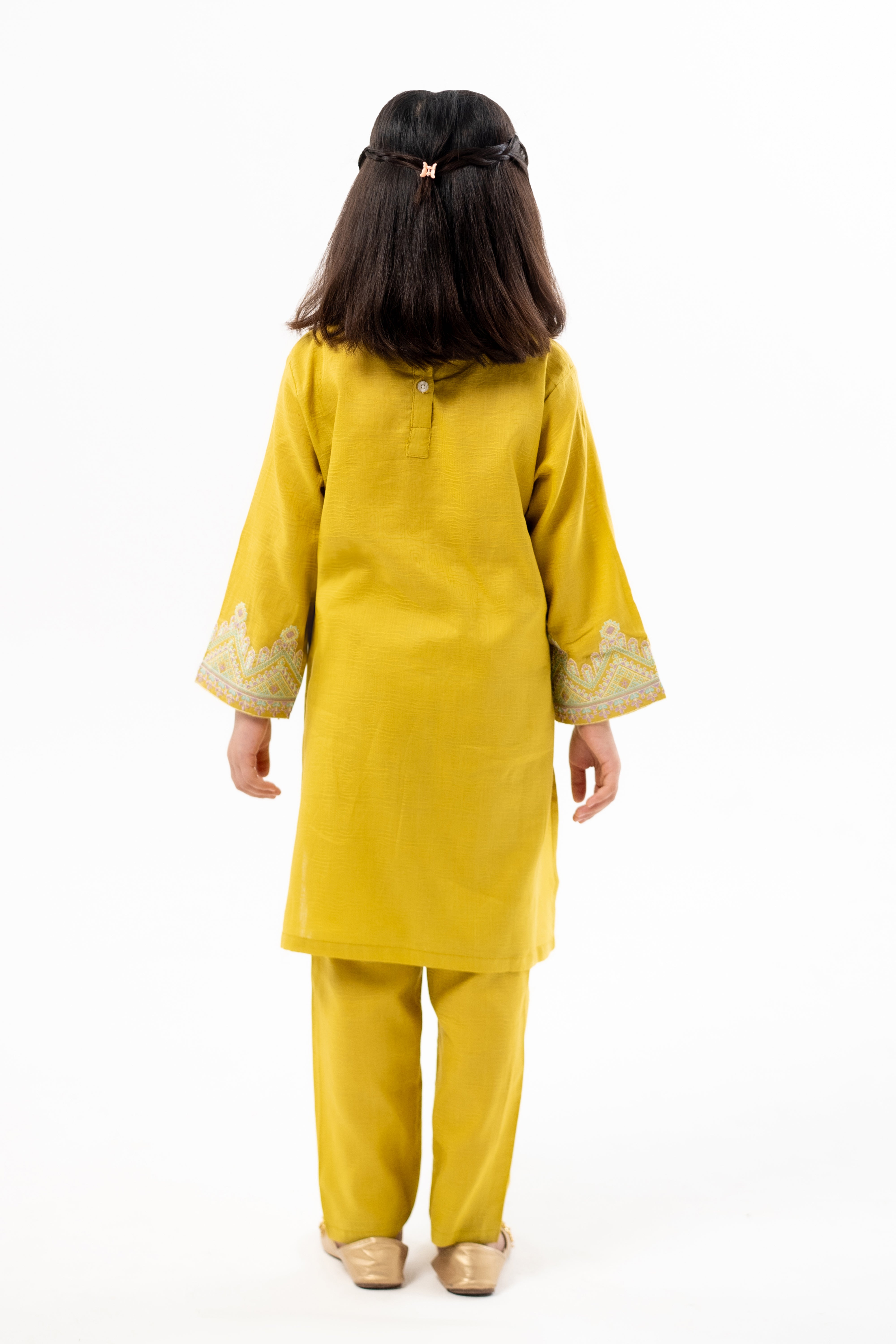 Mustard Embroidered Kurta Set