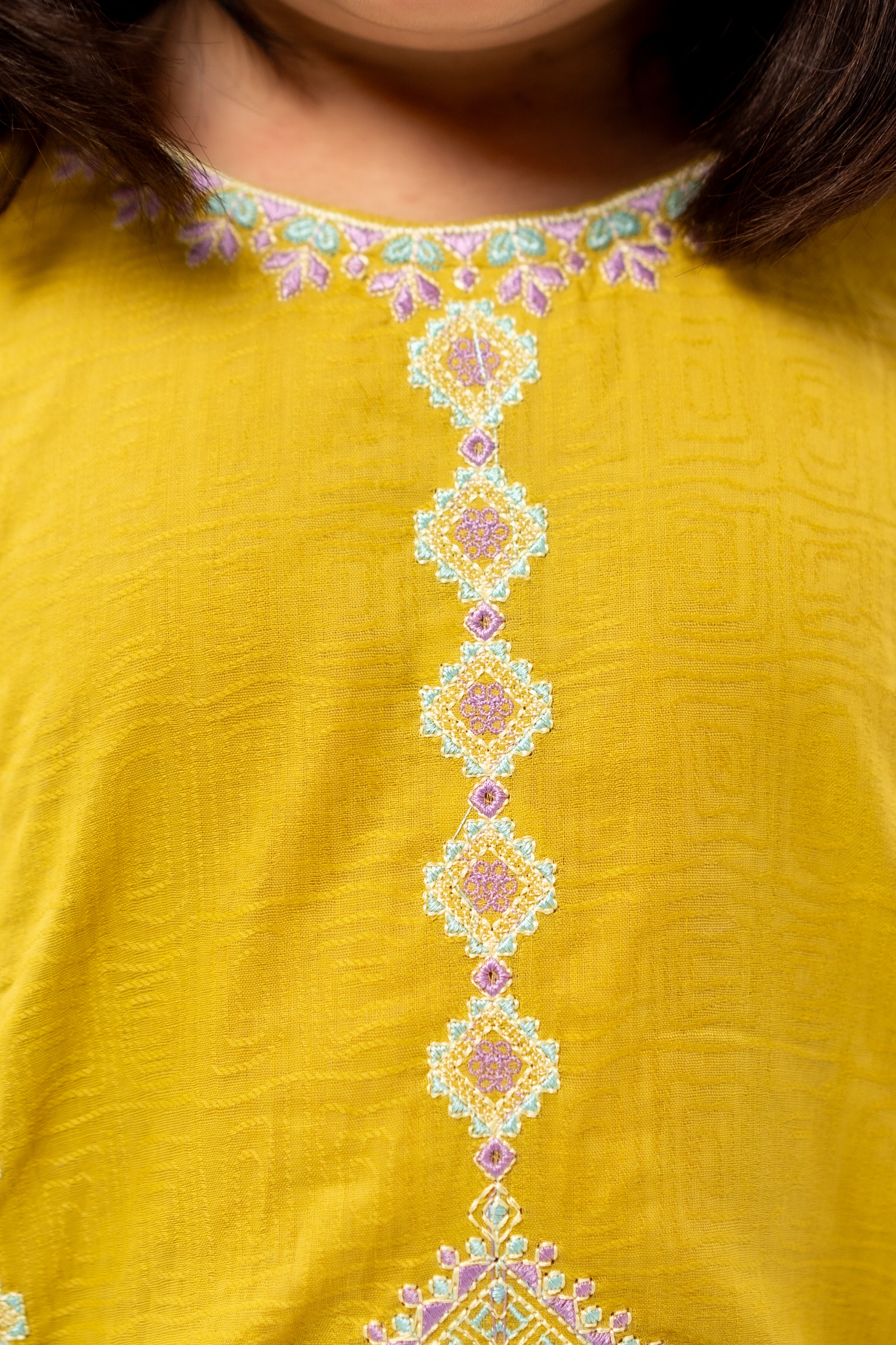 Mustard Embroidered Kurta Set