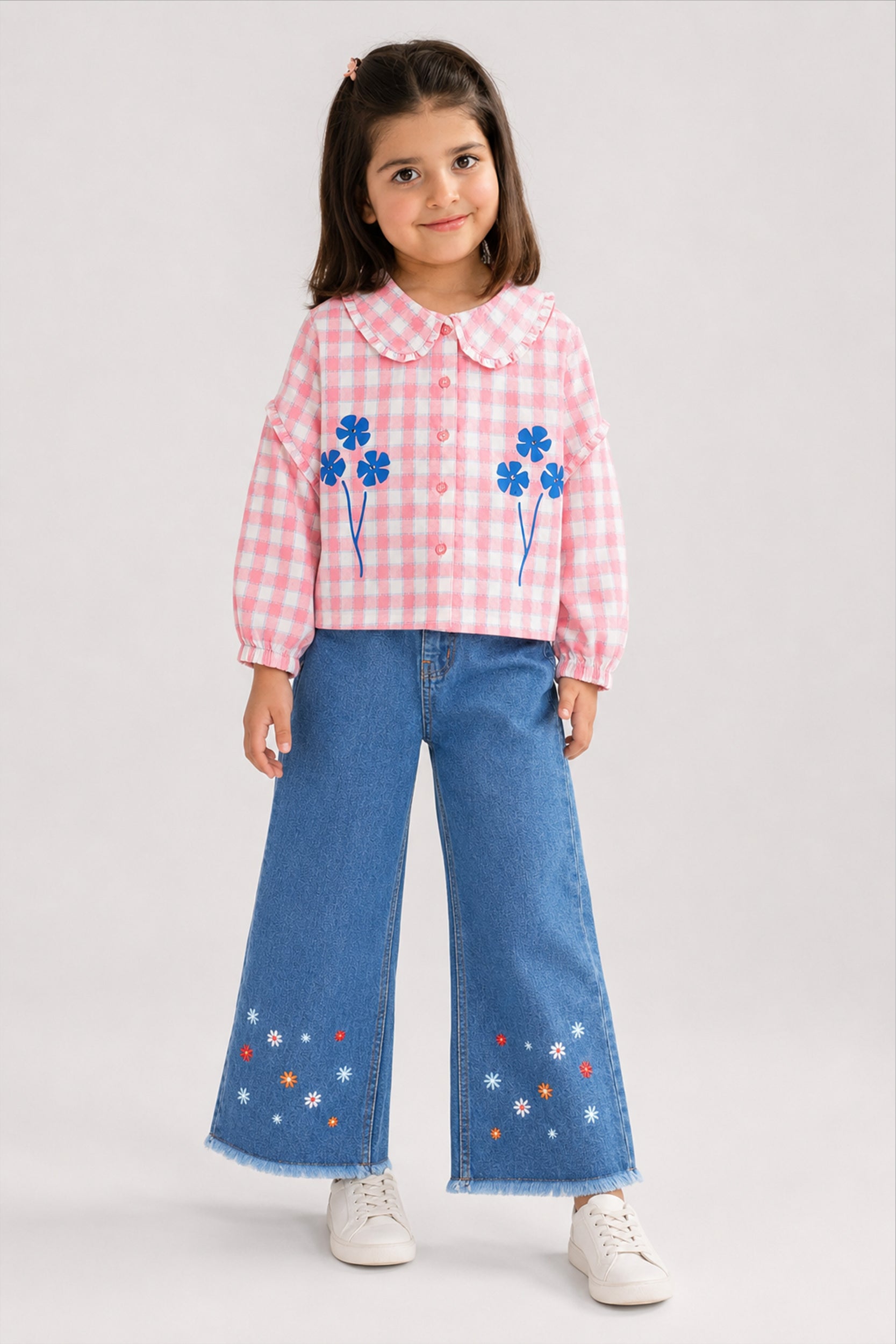 Girl's Pink Blossom Check Shirt