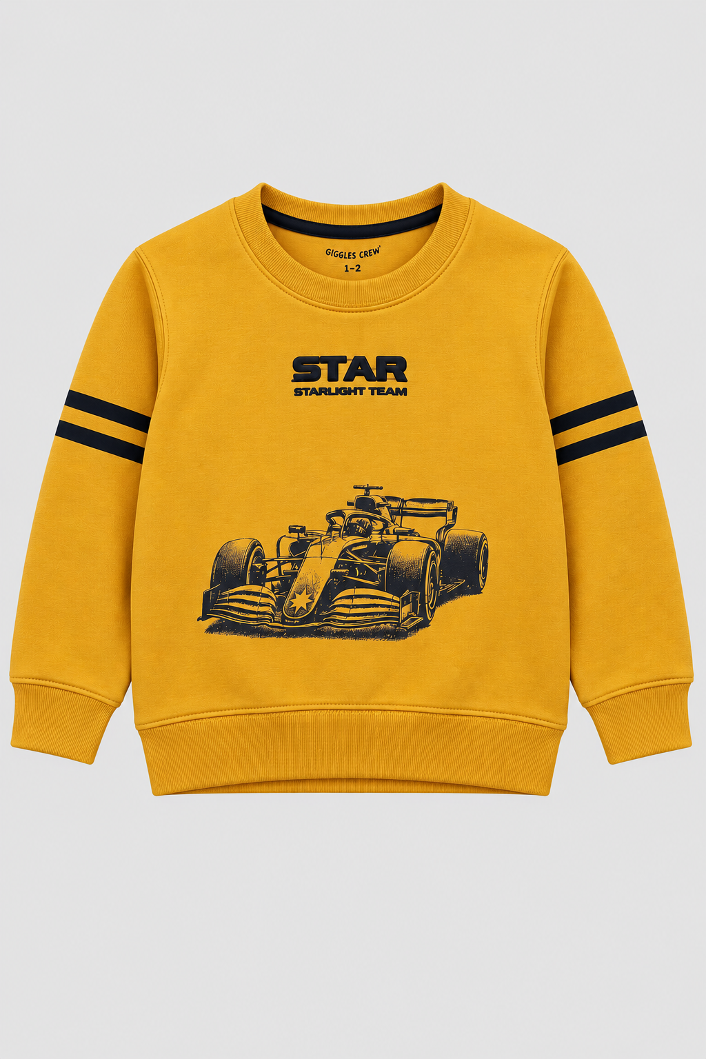 Boys Mustard Racing Car Graphic Sweatshirt