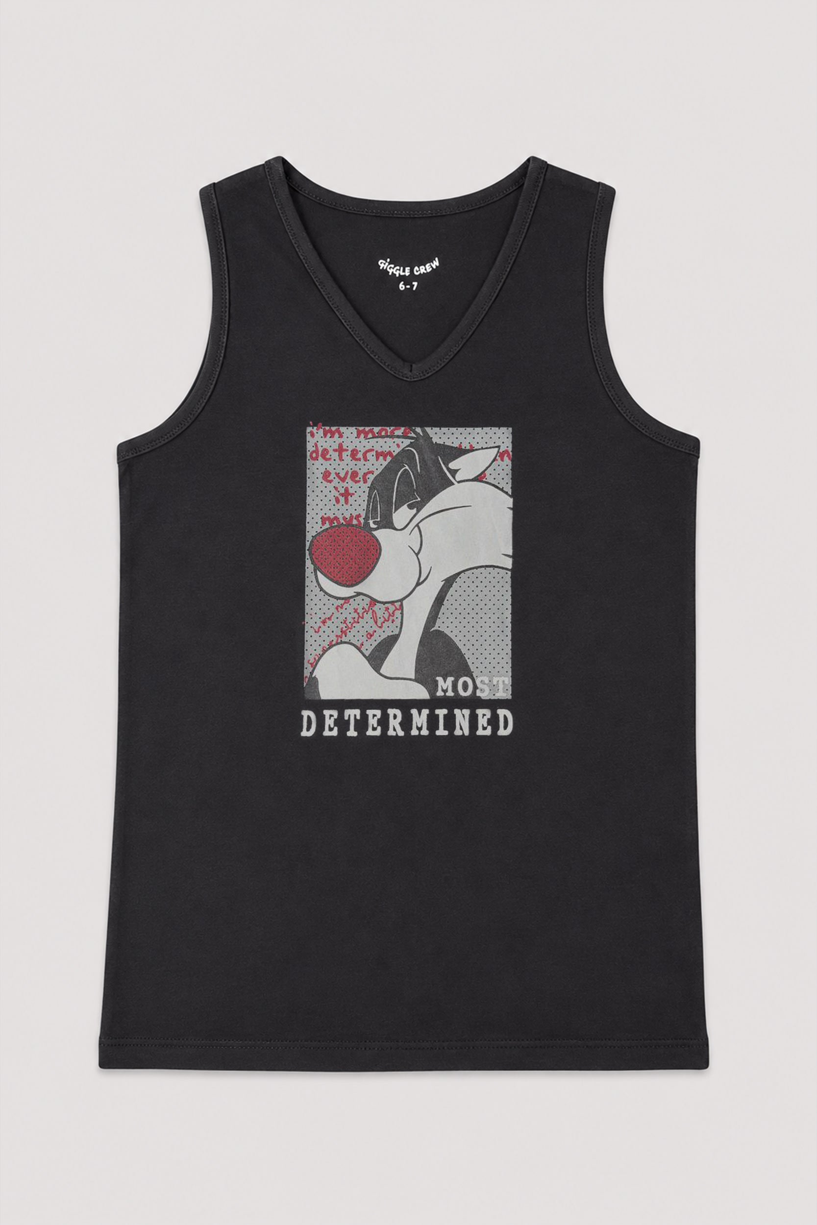 Boys Determined Cat Graphic Tank Top Pack of 2