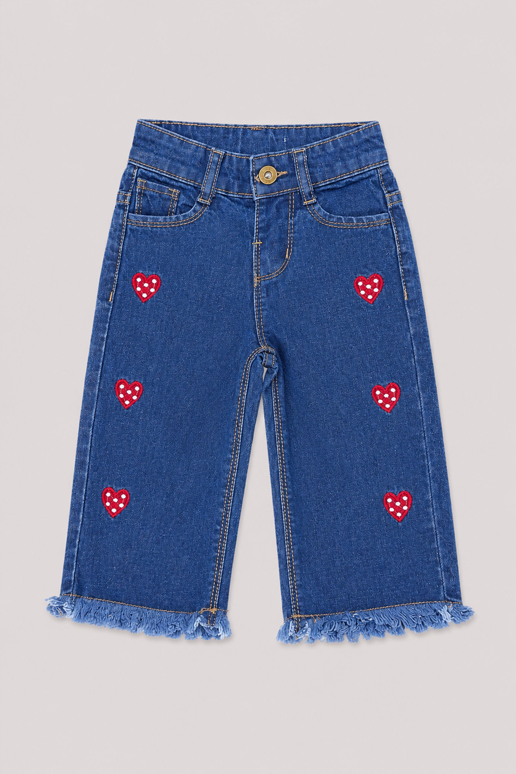 Girls’ Sweetheart Embroidered Denim Culottes
