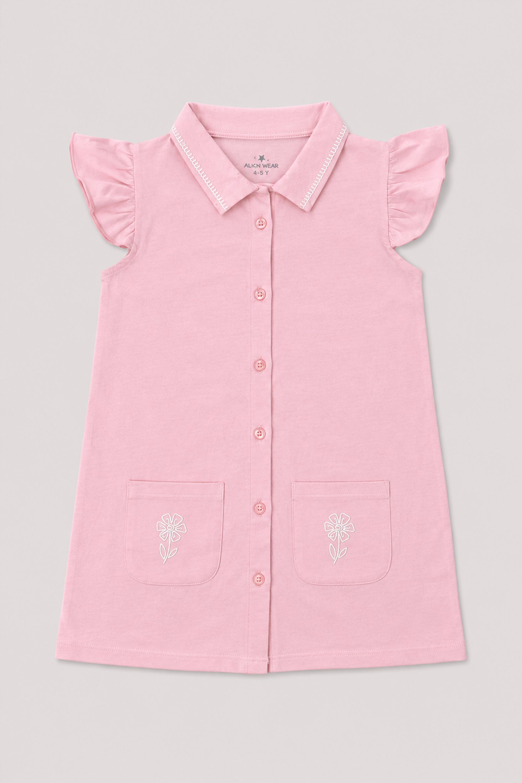 Girls’ Blossom Pocket Flutter Dress – Pink