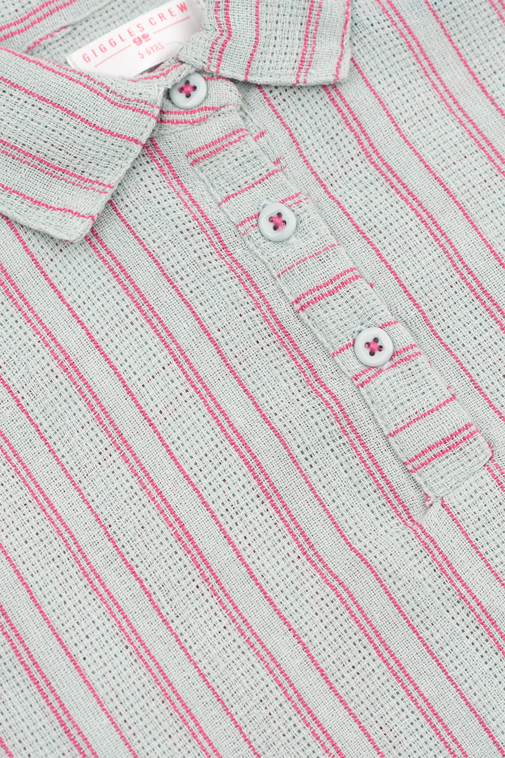 Grey and Pink Textured Striped Polo Shirt