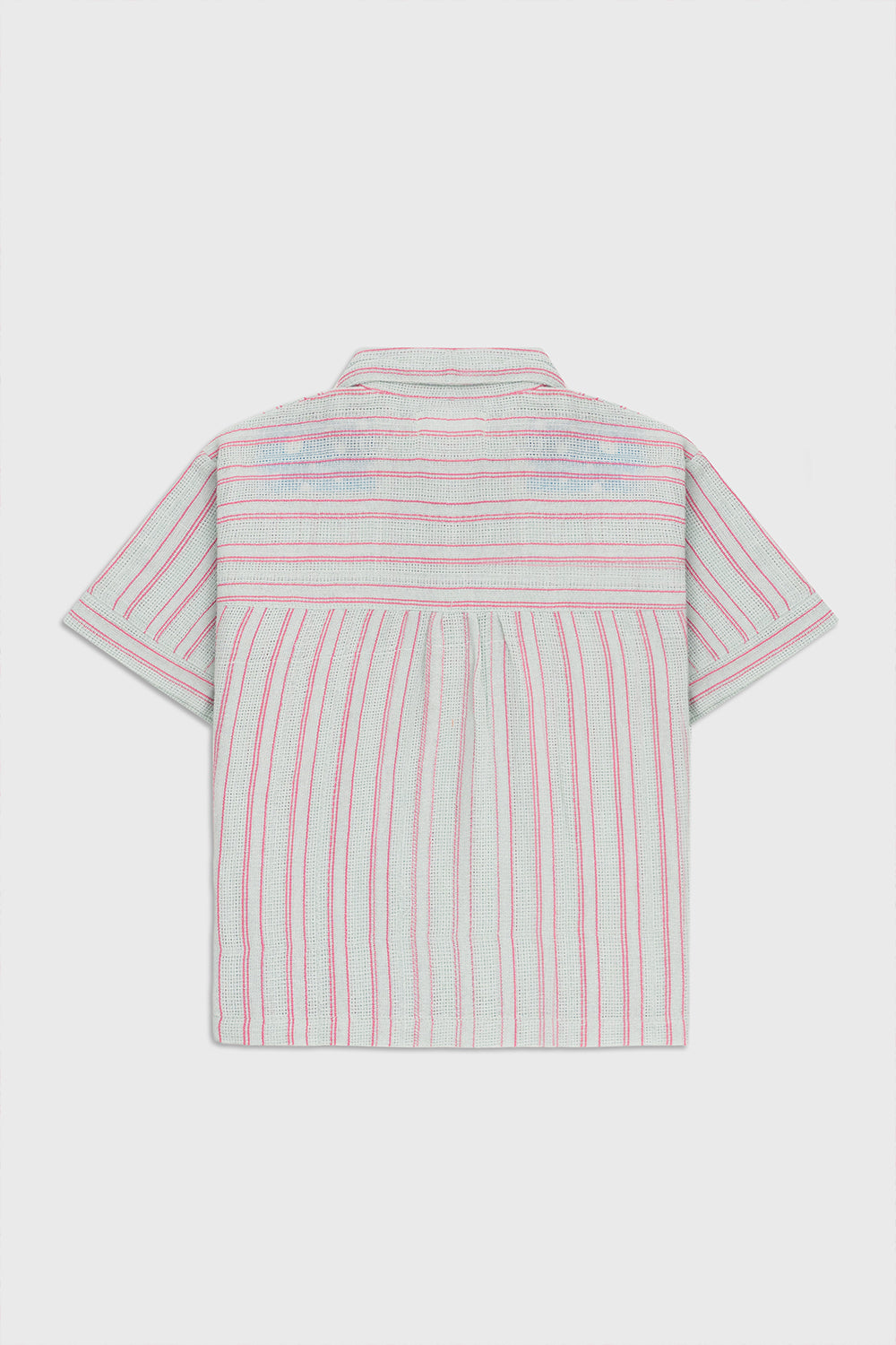 Grey and Pink Textured Striped Polo Shirt