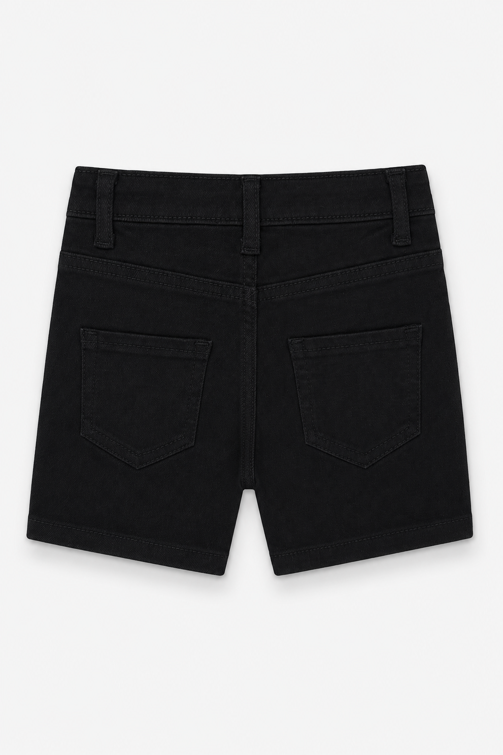 Girls Black Pop Shell Embroidered Denim Shorts