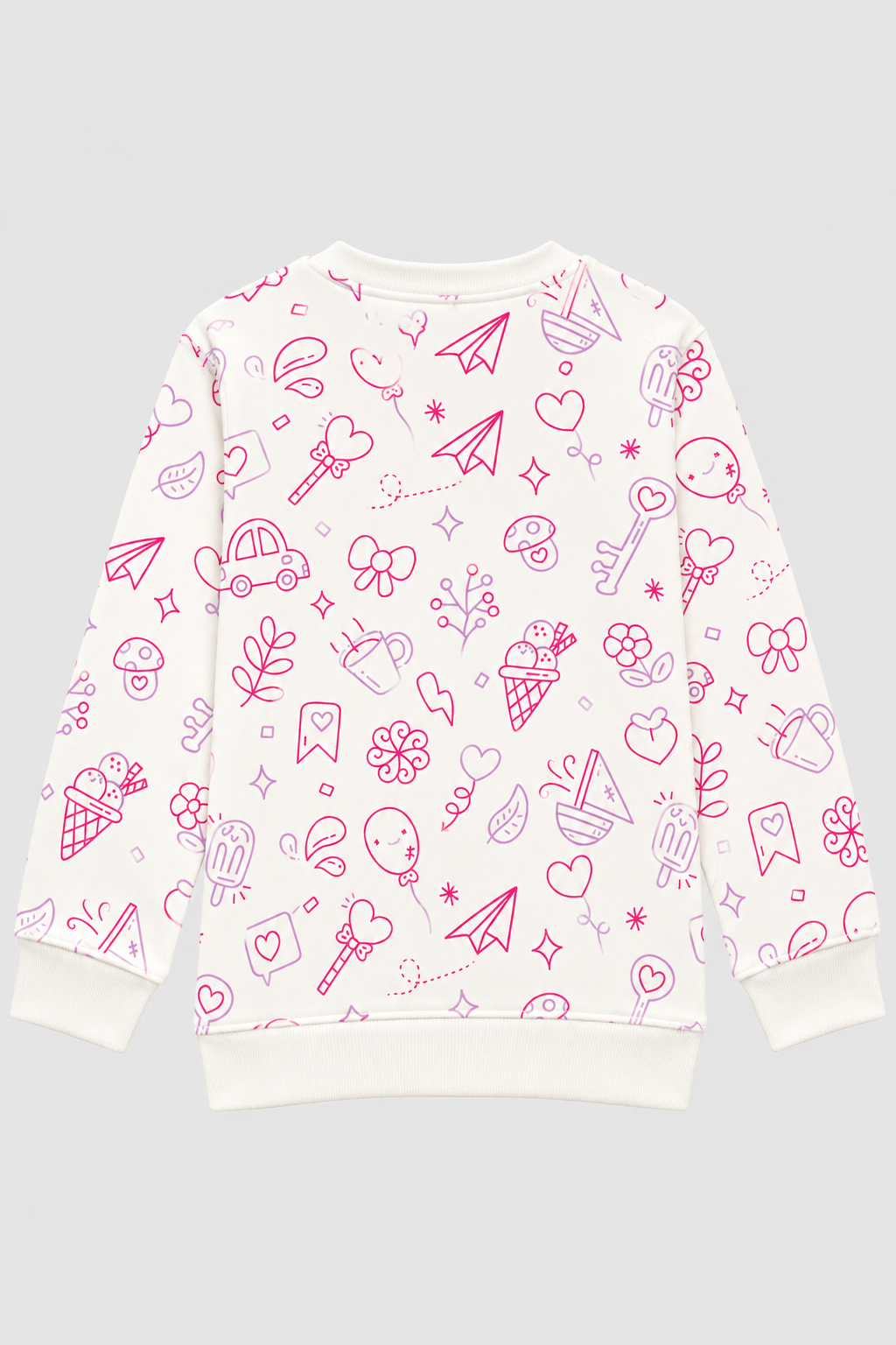 Pink Doodle Print Girls’ Sweatshirt