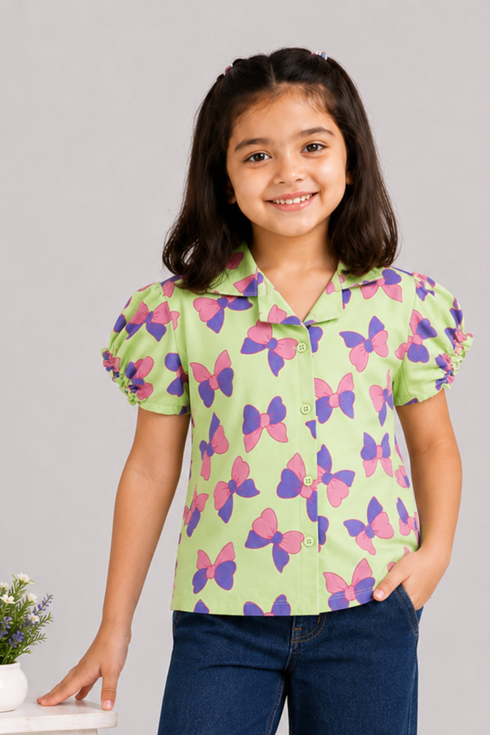 Girls Minty Bow Charm Shirt