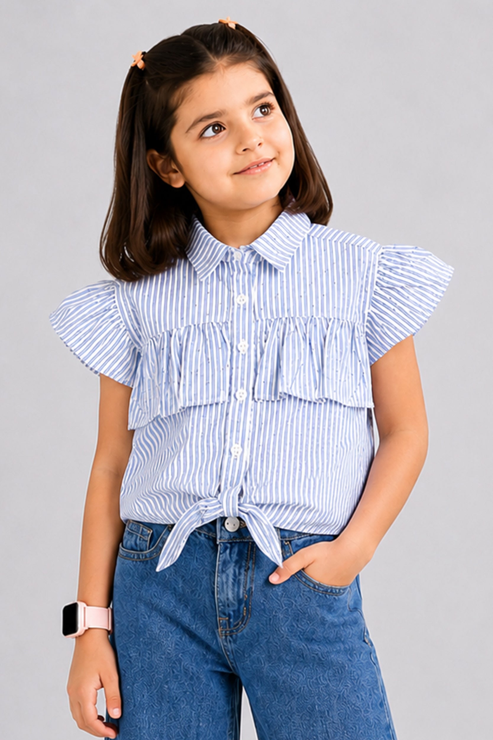 Girl's Sky Stripe Flutter Shirt