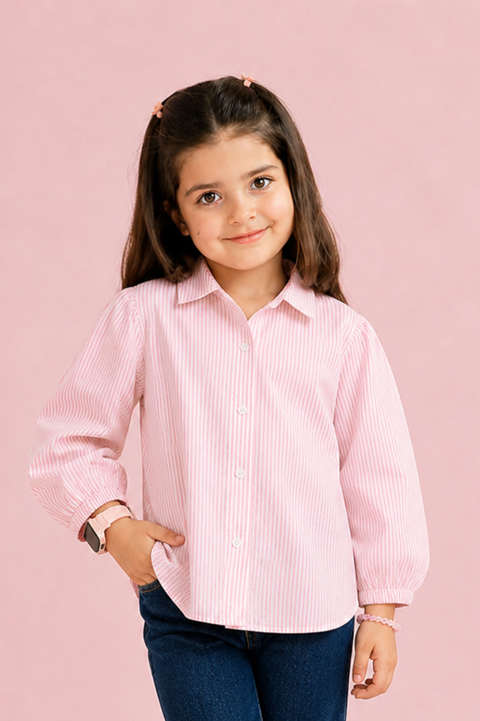 Girl baggy pink cotton shirt