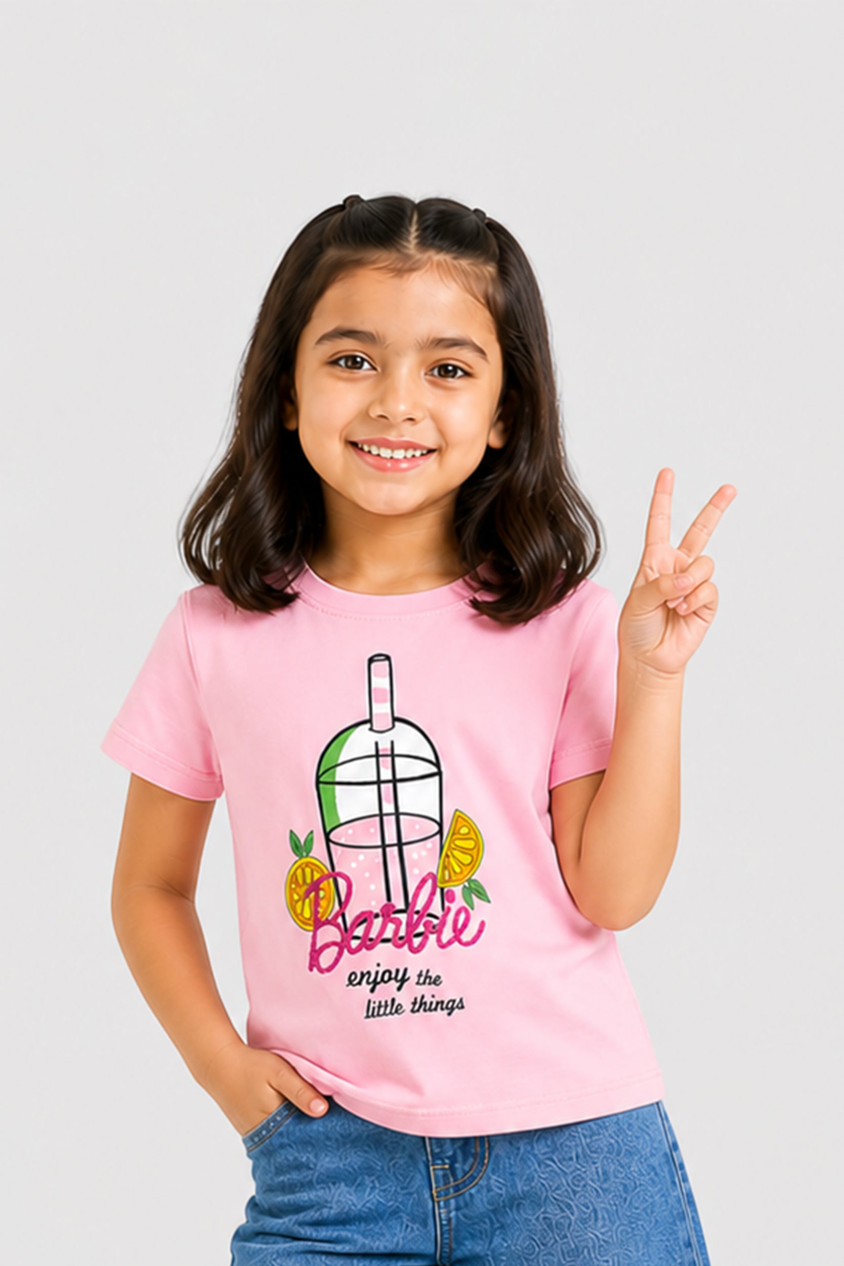 Girls Pink Citrus Splash Tee