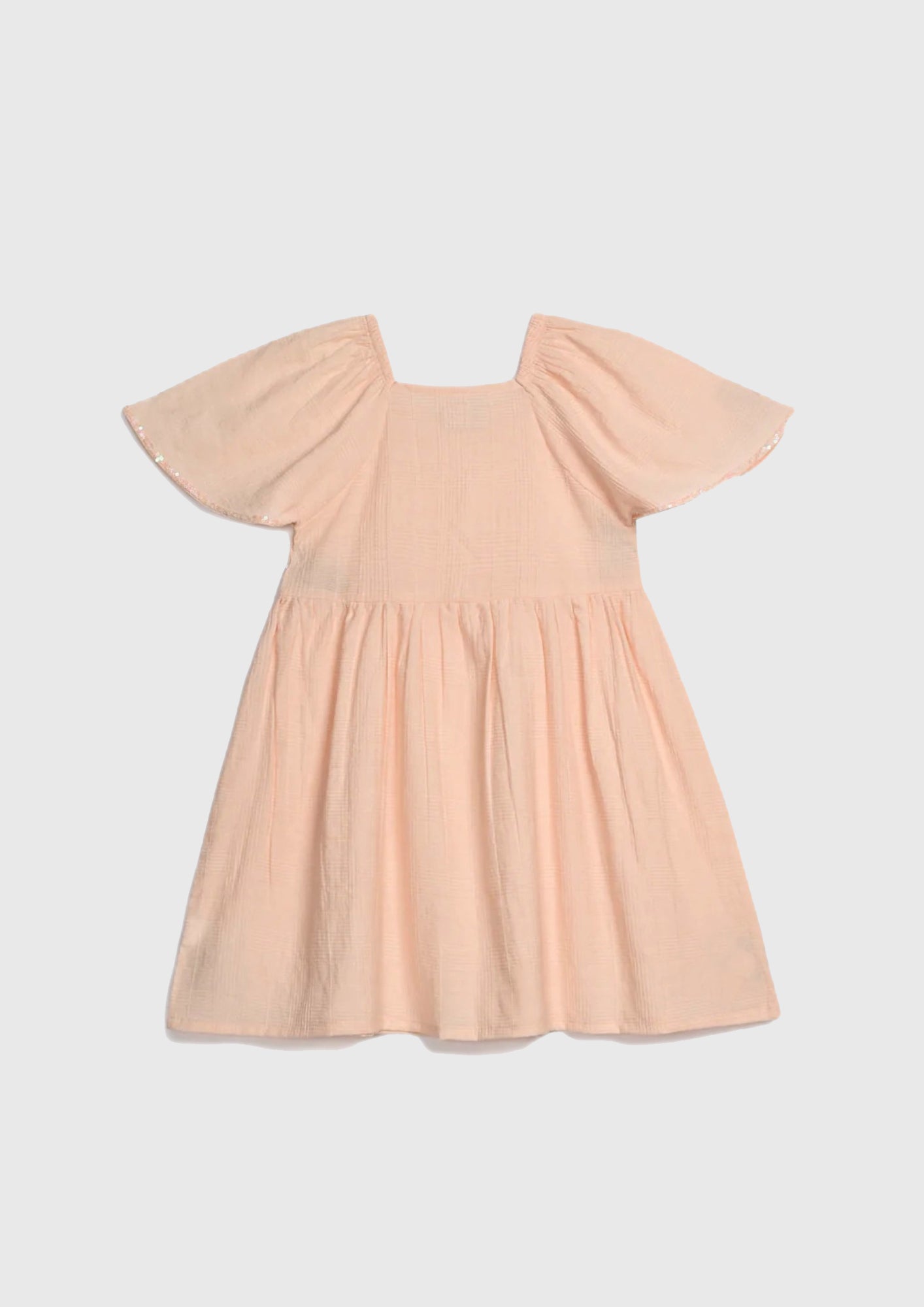 Peach Sequin Cape Sleeve Dress